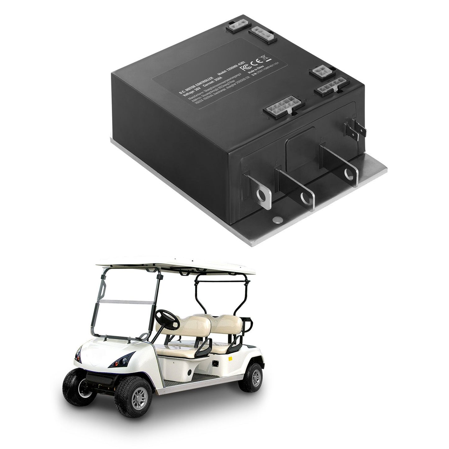 Golf Cart Speed Controller, 36V 350A, DC Motor Controller Replacement for 2000-2009 EZGO TXT Golf Carts, IP65 Rated Protection, Aluminum Alloy & ABS Housing, Compatible with 1206MX-4301 Models