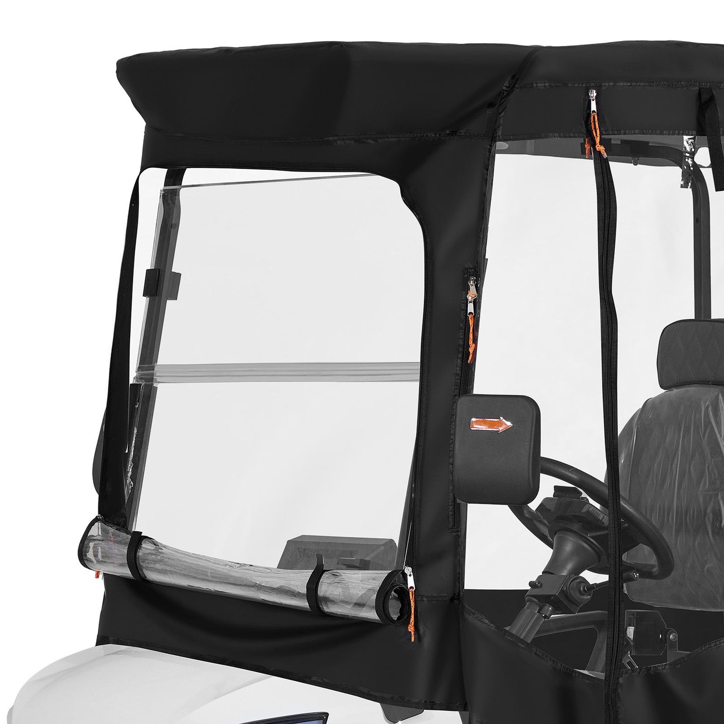 Golf Cart Cover, Visible Full-Enclosure 2&2+2 Passenger Golf Cart, 600D Waterproof Oxford Fabric Club Car Cover Fits Most Carts Club Car, Yamaha, EZGO, Honda, PVC Coating & Windproof Hook Design