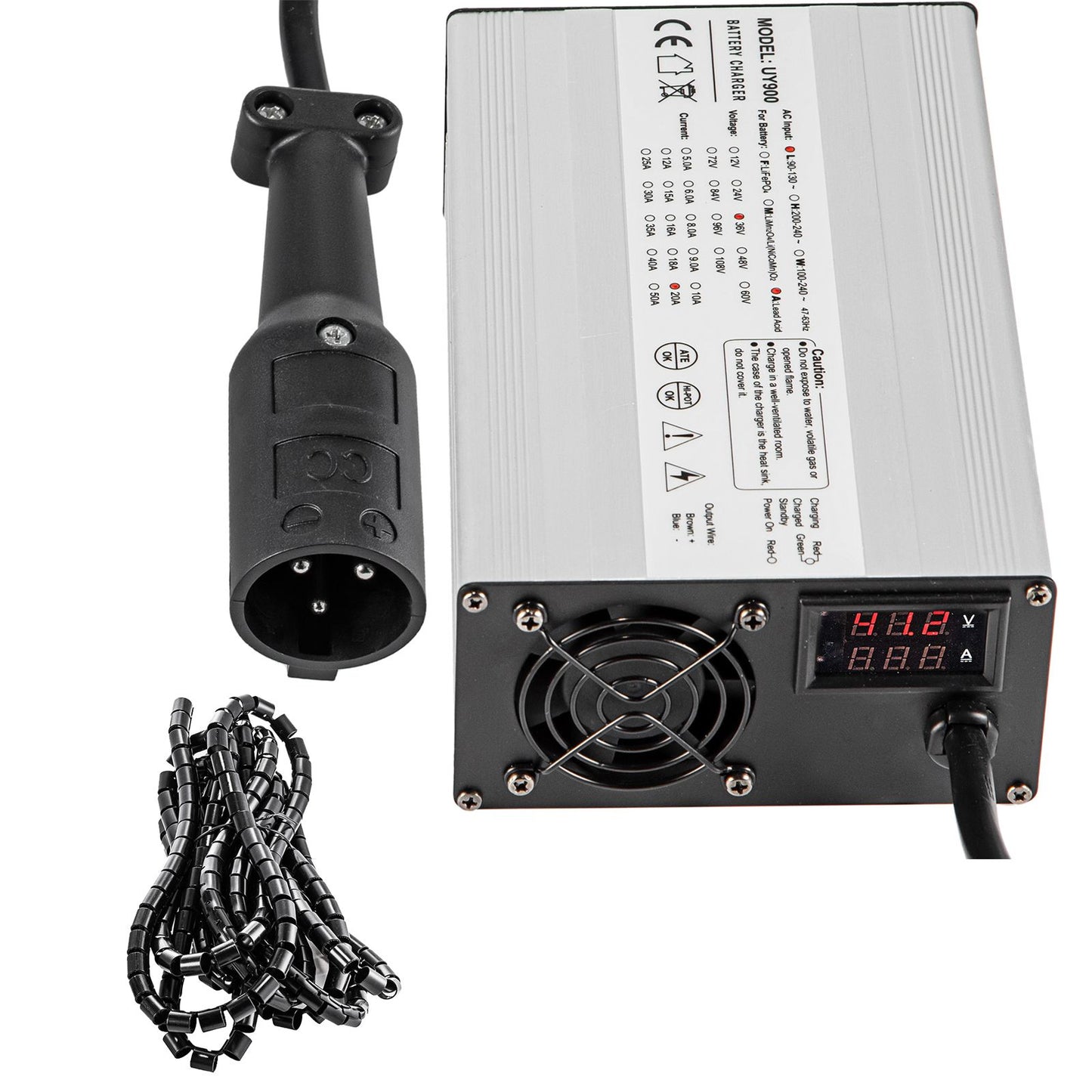 Golf Cart Battery Charger 48V Club Car Charger 15A Golf Cart Electric Charger 3 Pin Plug Round/LED Club Car Battery Charger Aluminum Shell Power Wise Golf Cart Battery Charger for Ez Go Yamaha