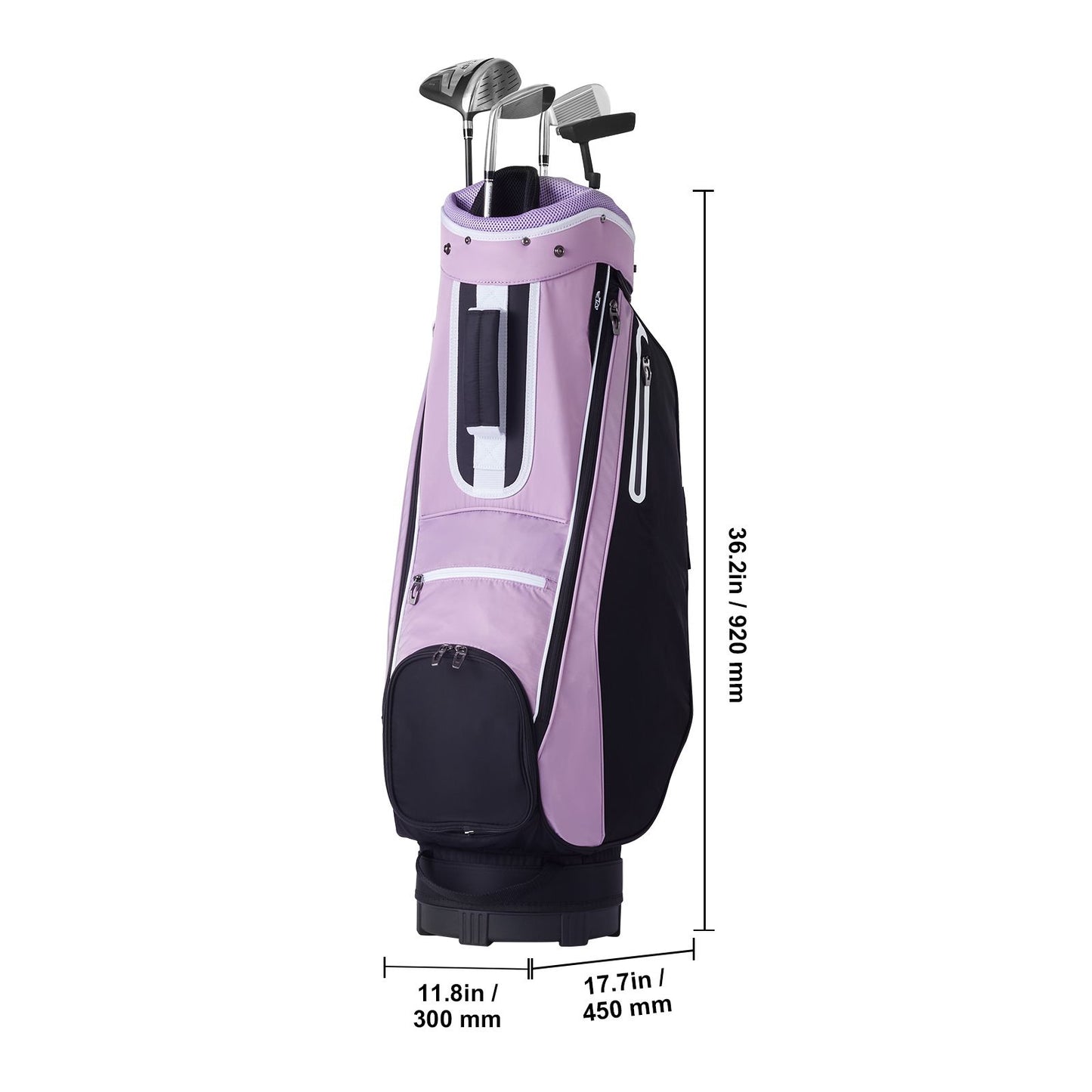 Golf Cart Bag with 14 Way Organizer Divider Top, 36' Multiple Pockets Premium Cart Bag, Durable Golf Bags with Handles & Dust Cover & Detachable Strap for Men & Women, Black Purple