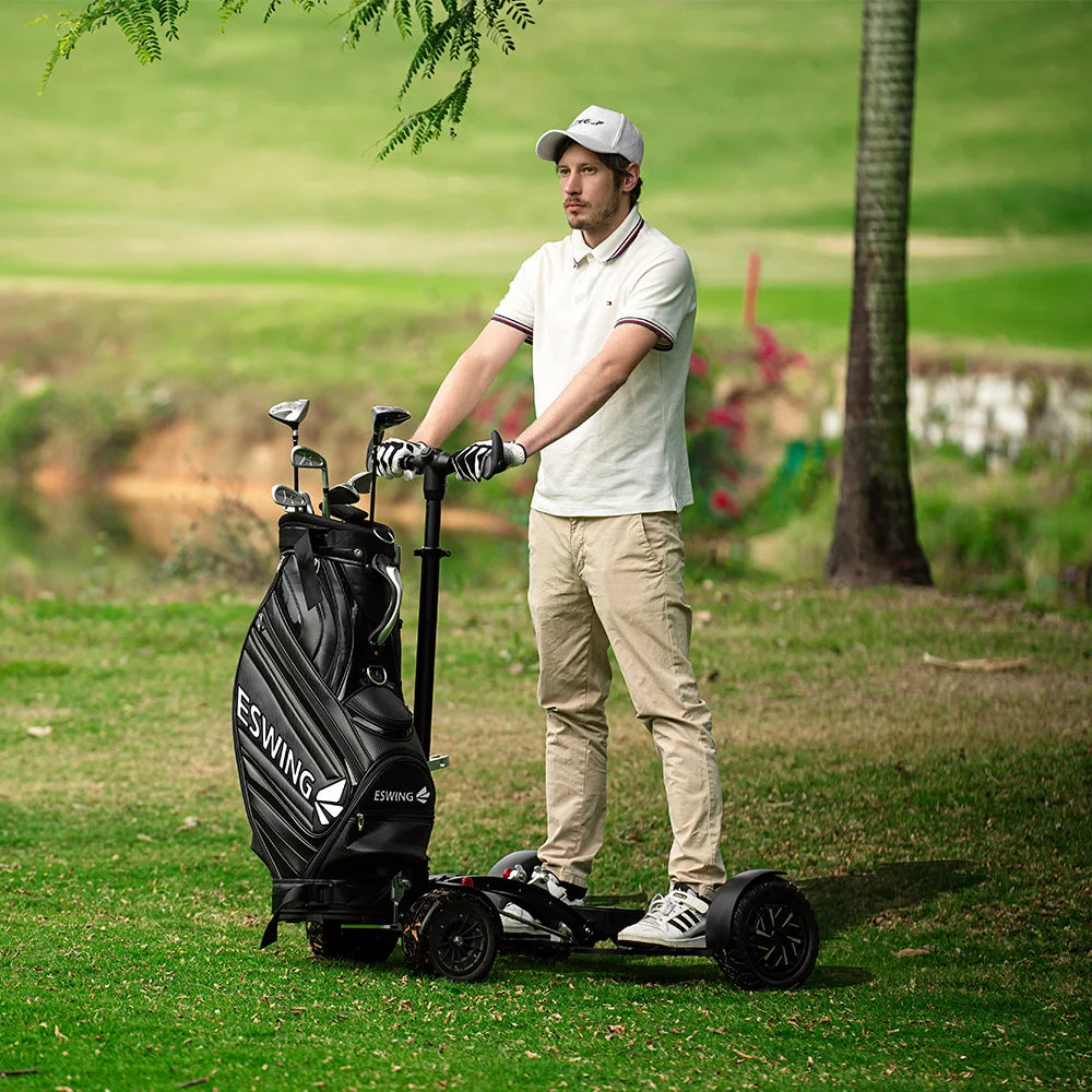ESWING New Design Factory Price Electric Golf Scooter 4 Wheel Electric Golf Trolley with Ride-On Platform