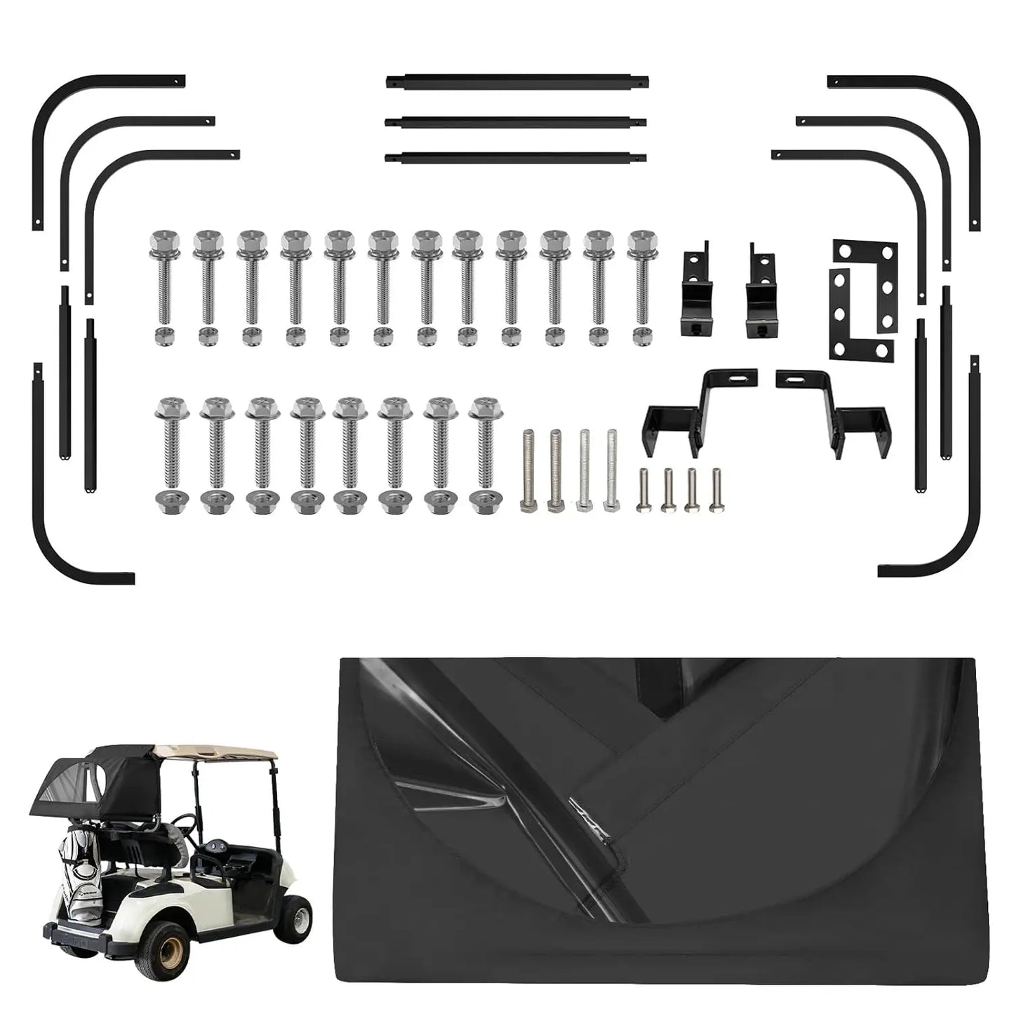 Golf Cart Rear Bag Rain Cover with Detachable Foldable Bracket Compatible with Club Car, EZGO RXV, and YAMAHA Models