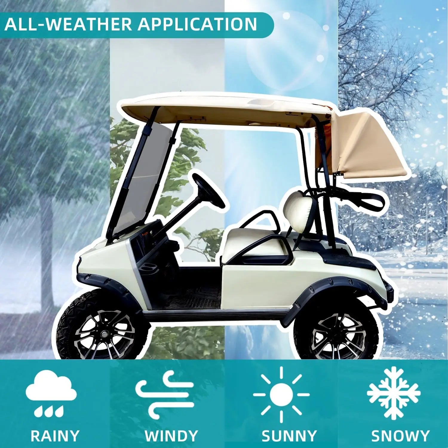 Golf Cart Rear Bag Rain Cover with Detachable Foldable Bracket Compatible with Club Car, EZGO RXV, and YAMAHA Models