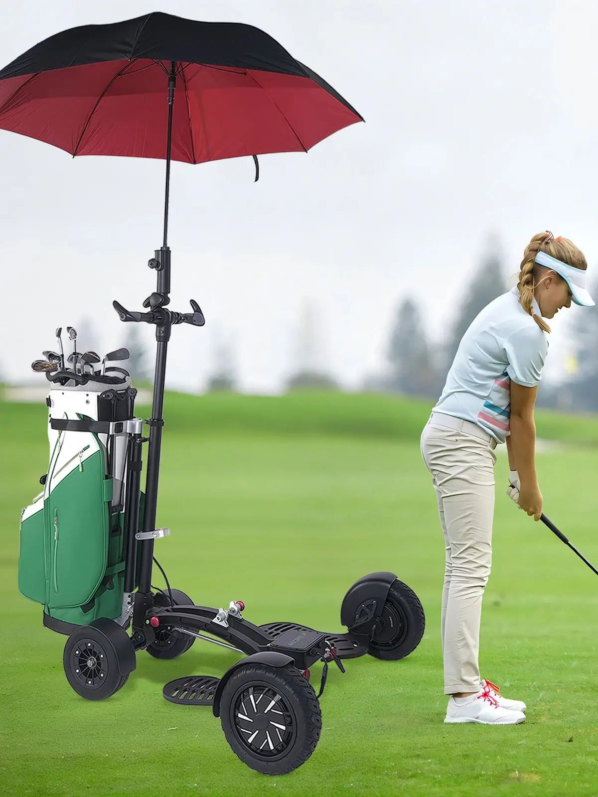 ESWING New Design Factory Price Electric Golf Scooter 4 Wheel Electric Golf Trolley with Ride-On Platform
