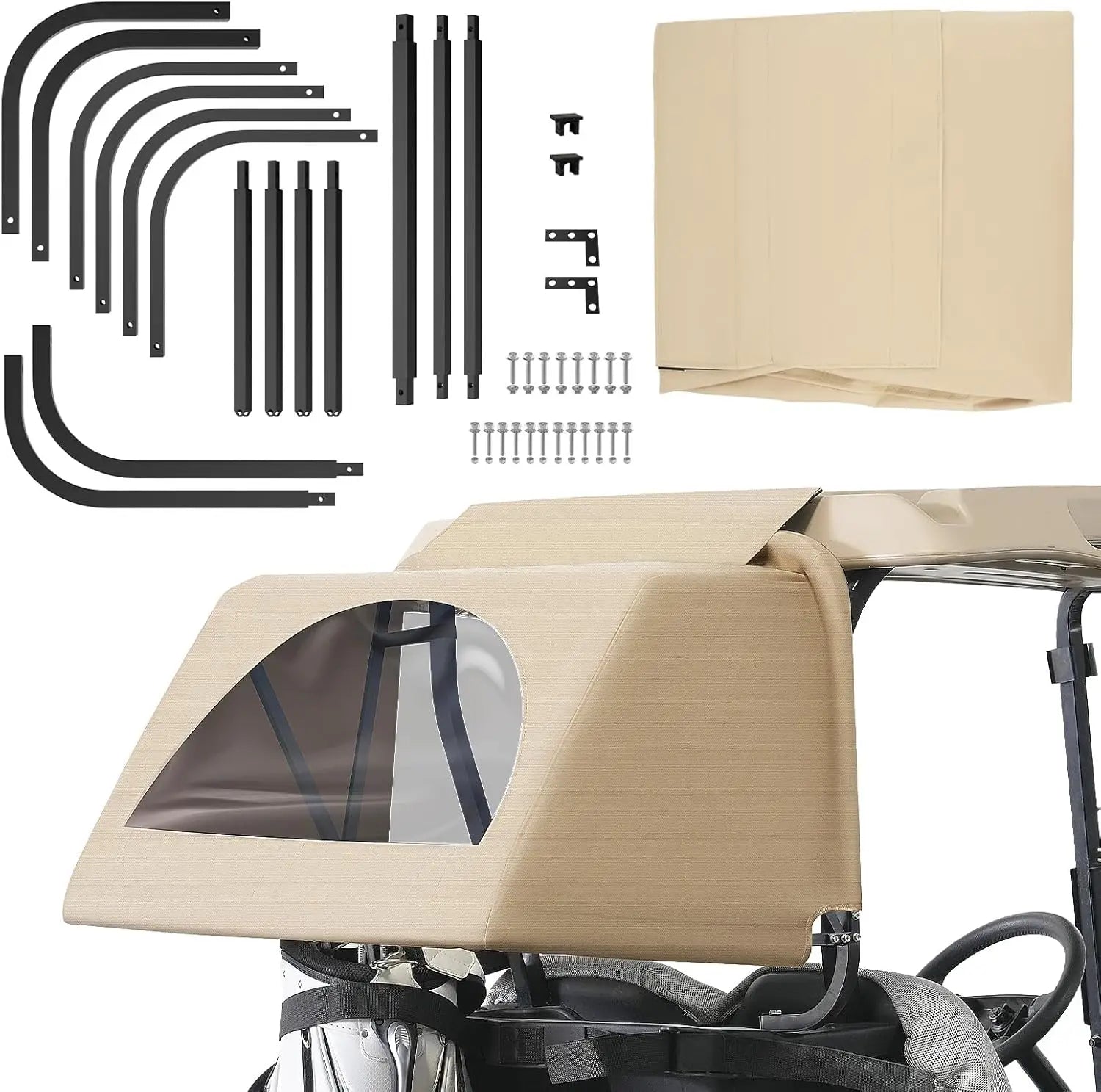 Golf Cart Rear Bag Rain Cover with Detachable Foldable Bracket Compatible with Club Car, EZGO RXV, and YAMAHA Models