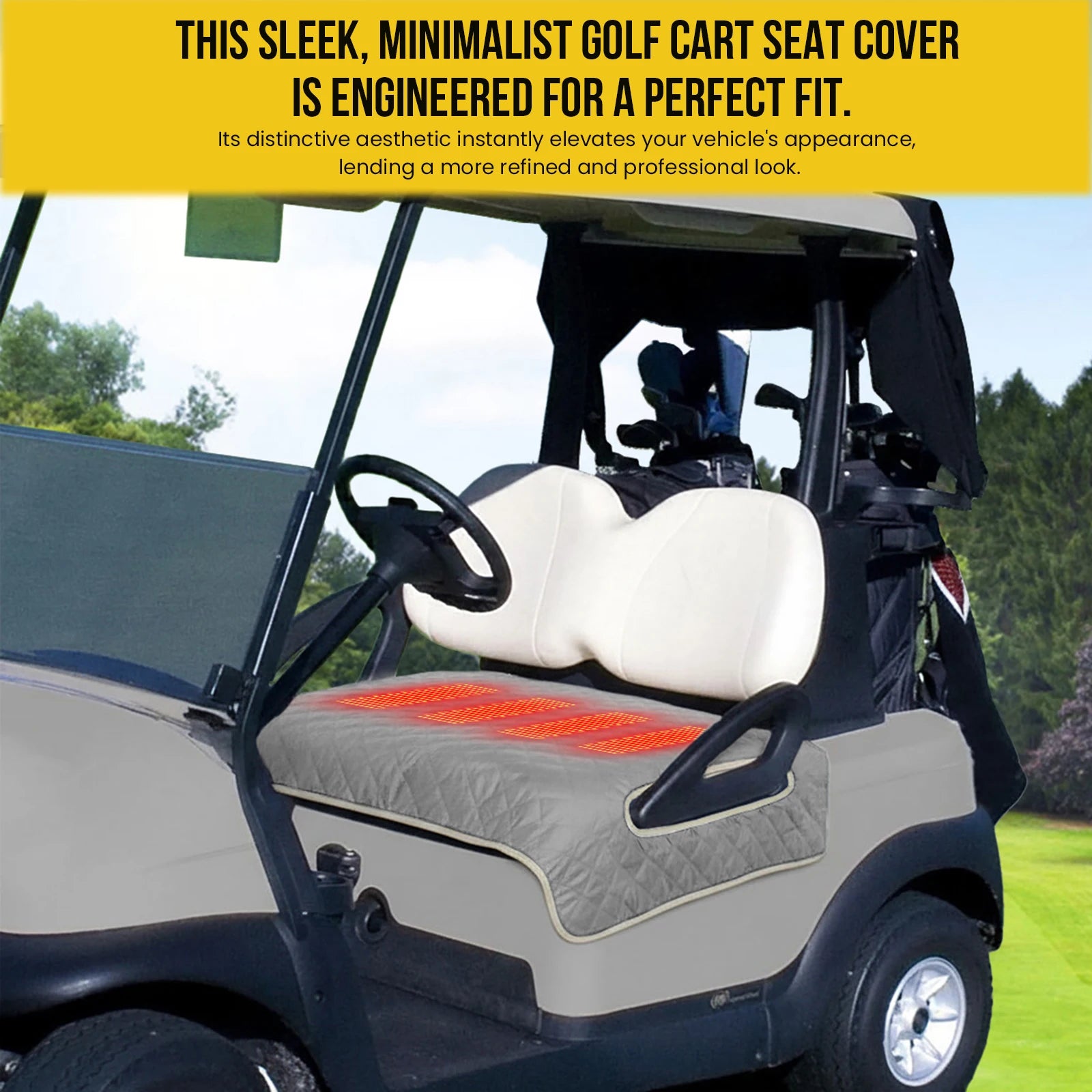 Golf Cart Seat Cover Waterproof Heated Seat Cushion Travel Sports Cart Seat Cushion Cover Golf Gifts for Men Golf Lover
