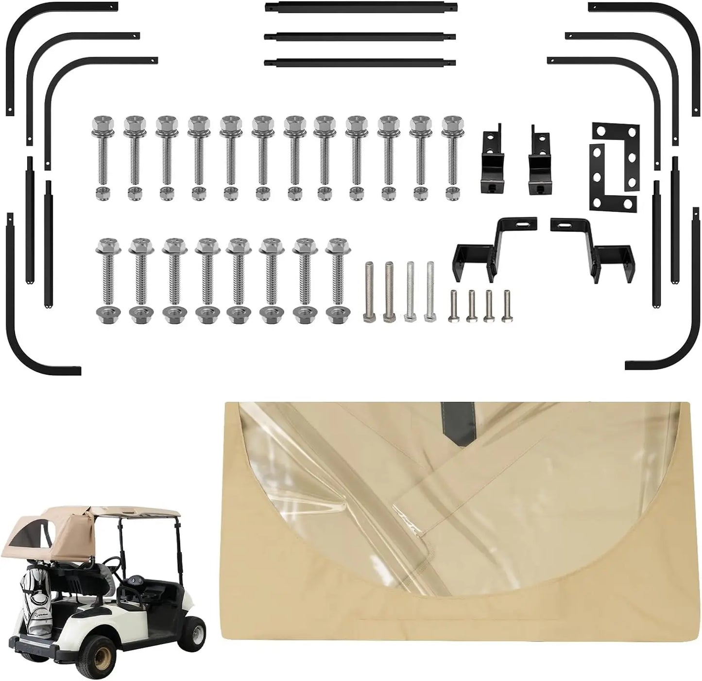 Golf Cart Rear Bag Rain Cover with Detachable Foldable Bracket Compatible with Club Car, EZGO RXV, and YAMAHA Models