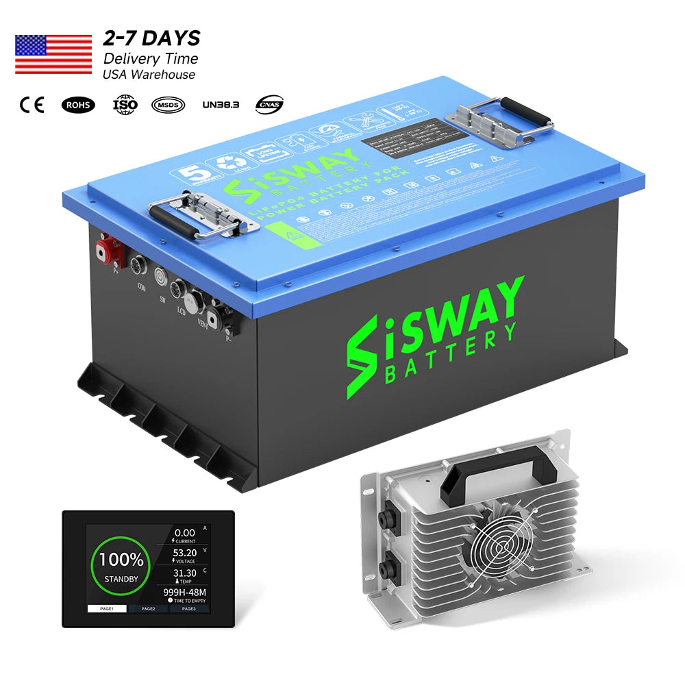48V 105Ah Lithium Golf Cart Battery Built-in 200A BMS 4000+ Cycles Rechargeable LiFePO4 Battery Perfect for Golf Cart