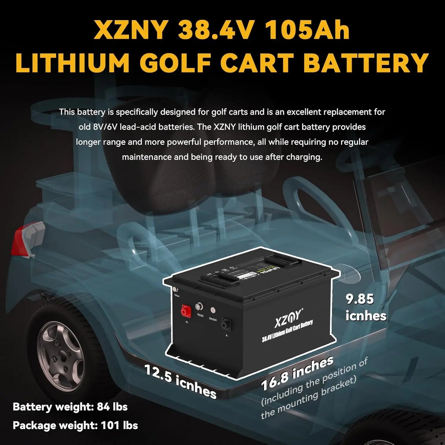 36V 100AH Lithium Battery for Golf Cart LiFePO4