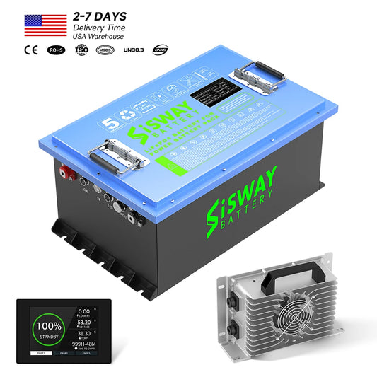 48V 105Ah Lithium Golf Cart Battery Built-in 200A BMS 4000+ Cycles Rechargeable LiFePO4 Battery Perfect for Golf Cart