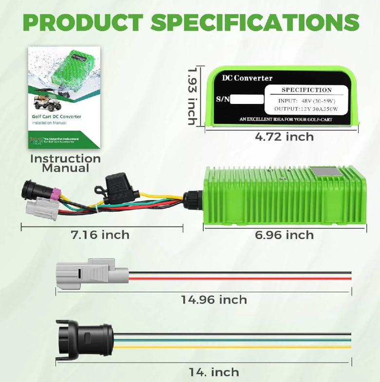 Golf Cart Voltage Reducer Converter 36V 48V 72V to 12V
