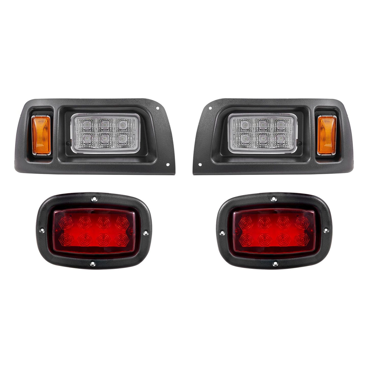 Golf Cart Light Kit, 12 Volt, Street Legal LED Headlight and Taillight Kit with Wiring Harness, Turn Signals, Hazard Light, Switch Horn, Brake Pad, Zip Ties, ABS Housing, for Club Car DS 1993-Up
