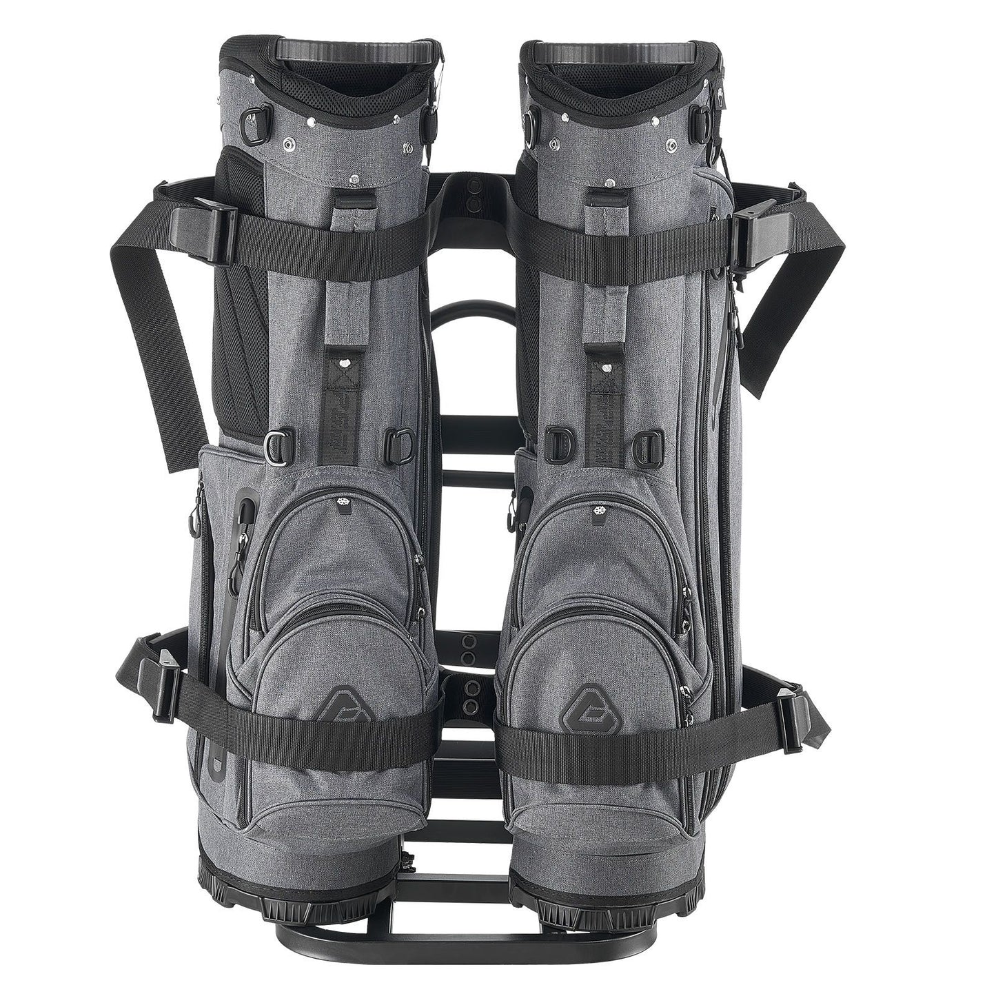 Golf Cart Rear Seat Bag Holder, 27.1 x 15.6 x 29.7 inch, Compatible with Most Golf Carts with Rear Seat Grab Bar, Space-Saving Carbon Steel Bag Holder Bracket, No-Drilling Installation, Black