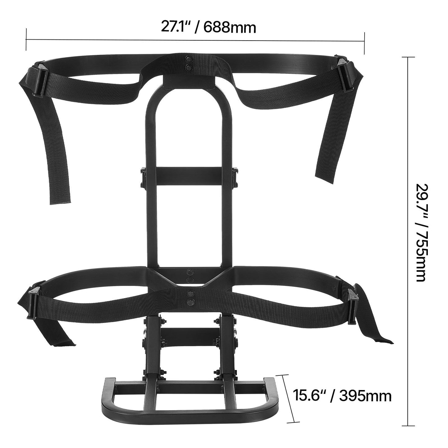 Golf Cart Rear Seat Bag Holder, 27.1 x 15.6 x 29.7 inch, Compatible with Most Golf Carts with Rear Seat Grab Bar, Space-Saving Carbon Steel Bag Holder Bracket, No-Drilling Installation, Black