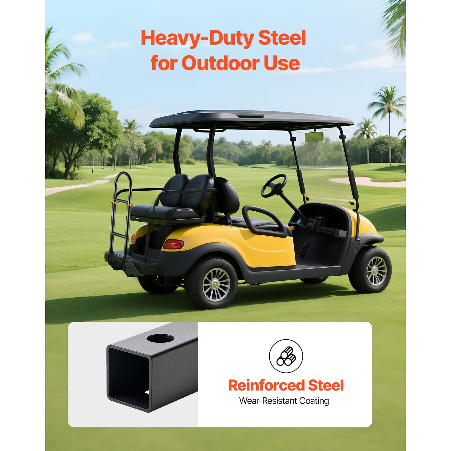 Golf Cart Grab Bar, 17.7 x 9.3 x 35.6 Inch, Compatible with Most Golf Carts with Metal Footplates, No Modification Needed, 27.5 to 33.5 Inch Height Adjustable Carbon Steel Rear Seat Grab Bar