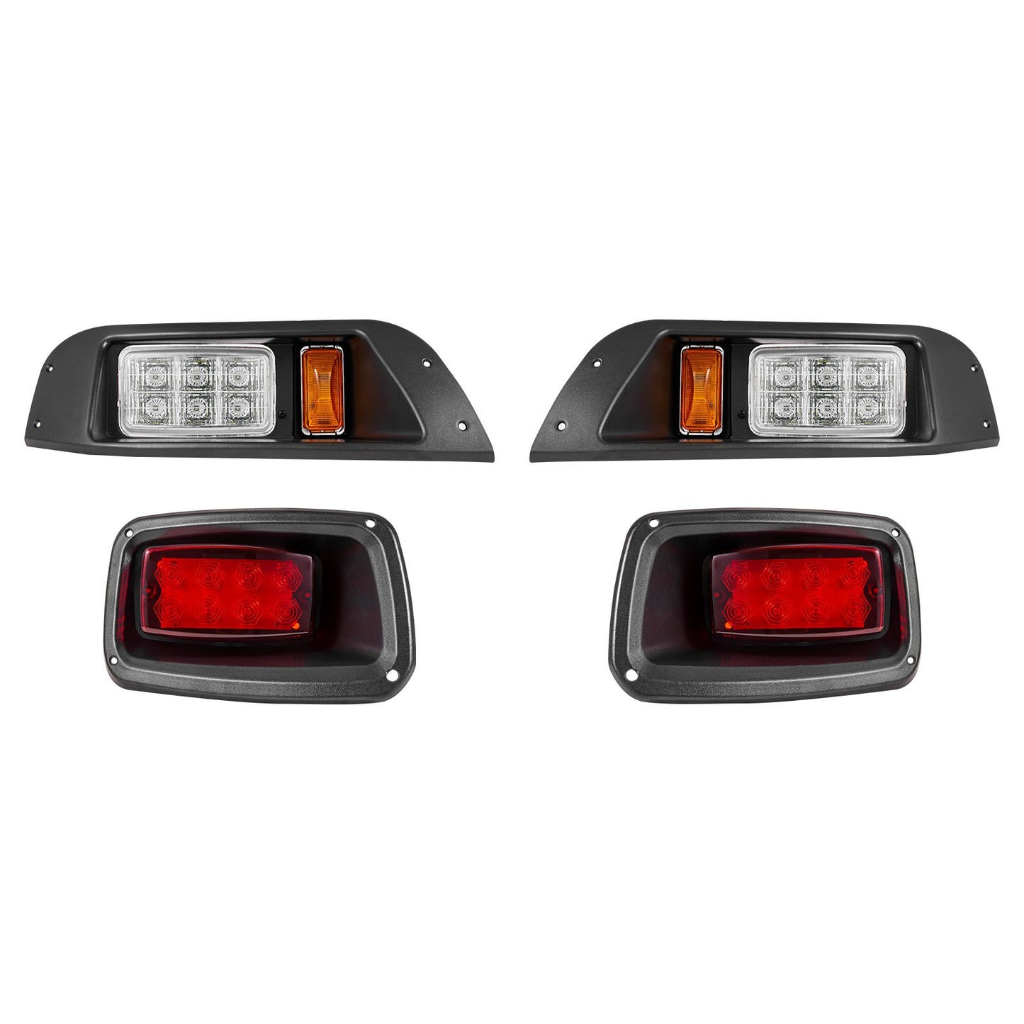 Golf Cart Light Kit, 12 Volt, Street Legal LED Headlight and Tail Light Kit with Wiring Harness, Turn Signals, Hazard Light, Switch Horn, Brake Pad, Zip Ties, ABS Housing, for EZGO TXT 1996-2013