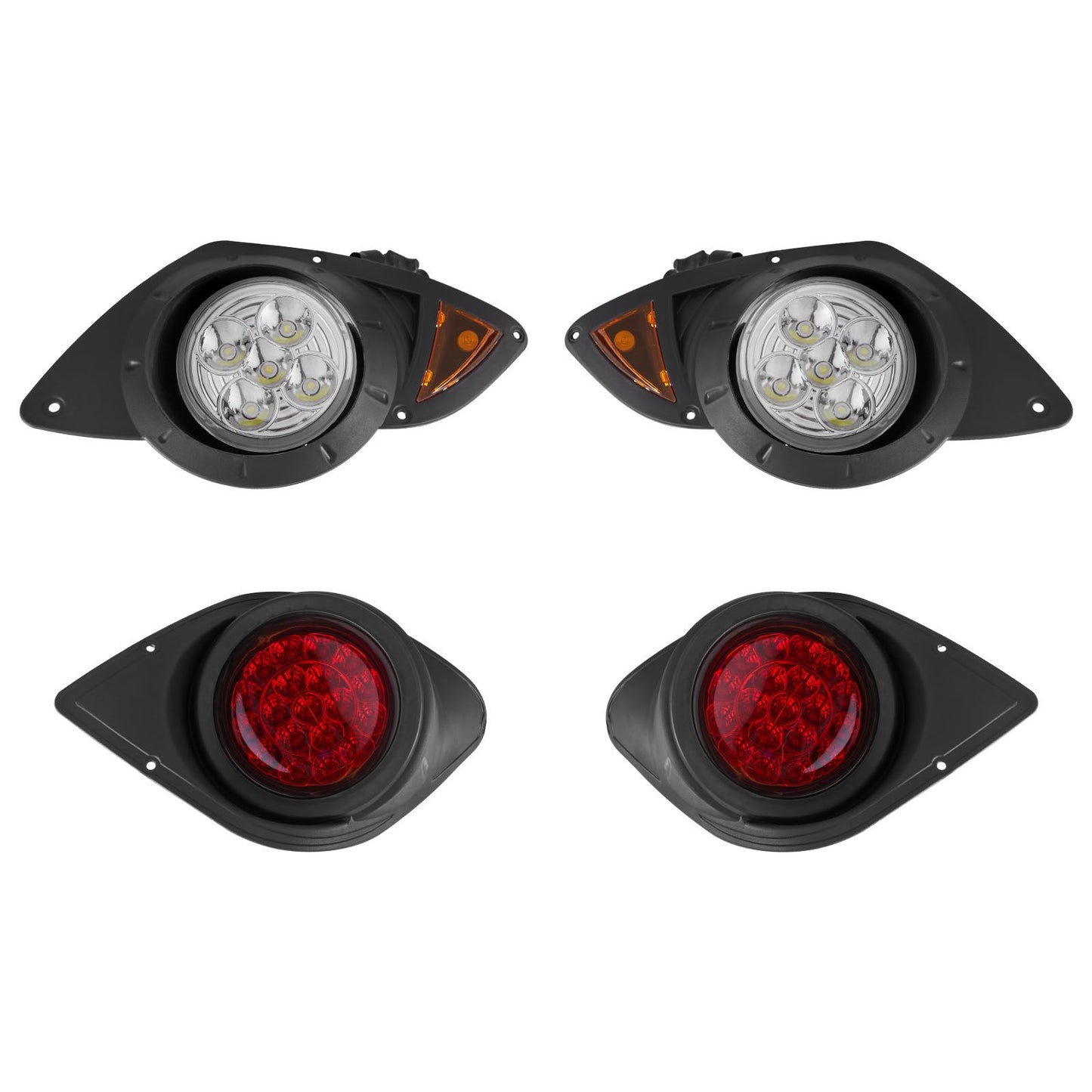 Golf Cart Light Kit, 12 Volt, Street Legal LED Headlight and Taillight Kit with Wiring Harness, Turn Signals, Hazard Light, Switch Horn, Brake Pad, Zip Ties, ABS Housing, for Yamaha G29 2007-Up
