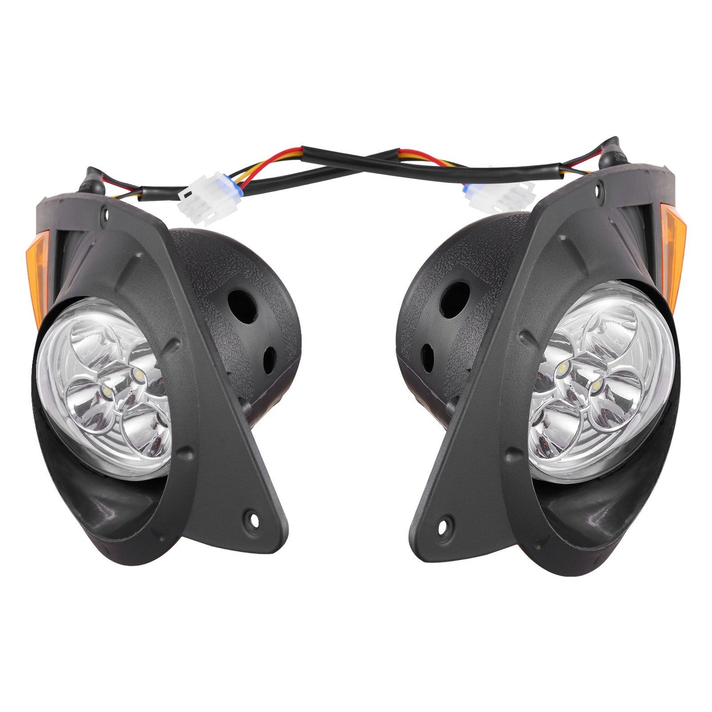 Golf Cart Light Kit, 12 Volt, Street Legal LED Headlight and Taillight Kit with Wiring Harness, Turn Signals, Hazard Light, Switch Horn, Brake Pad, Zip Ties, ABS Housing, for Yamaha G29 2007-Up