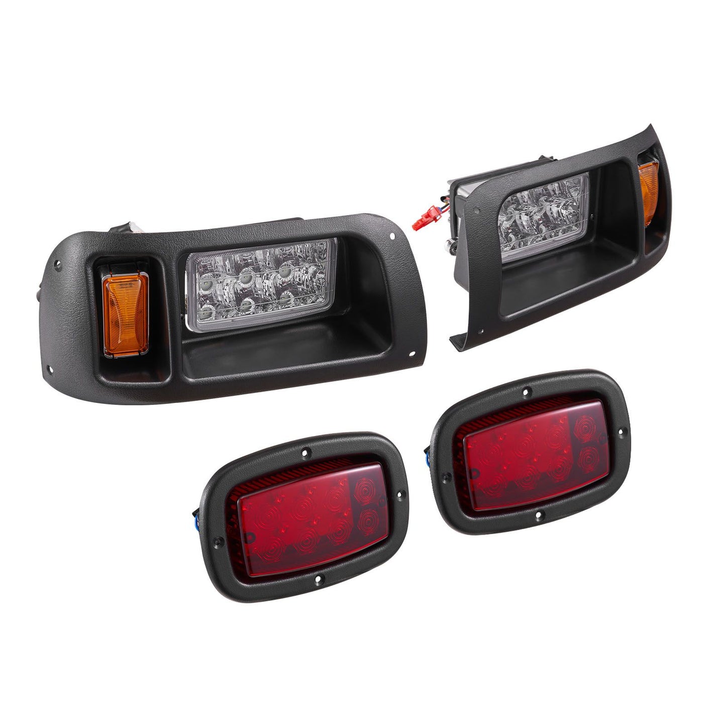 Golf Cart Light Kit, 12 Volt, LED Headlight and Tail Light Kit with Wiring Harness, Switch, Zip Ties, ABS Housing, High-Brightness, Waterproof and Dustproof, Fit for EZGO TXT 1996-2013 Models