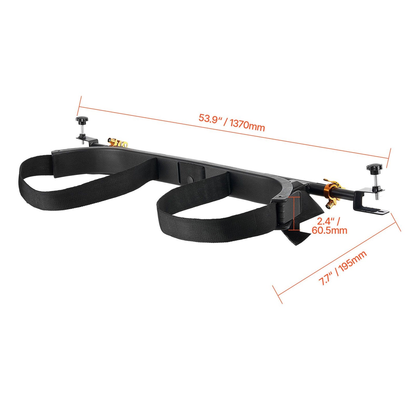 Golf Cart Bag Holder, 53.9 x 7.7 x 2.4 Inch, Compatible with Most 2+2 Golf Cart Rear Seat with 1.2-Inch Square Tubes, Adjustable Rear Seat Carts Club Holder with Strap, No Drilling Required