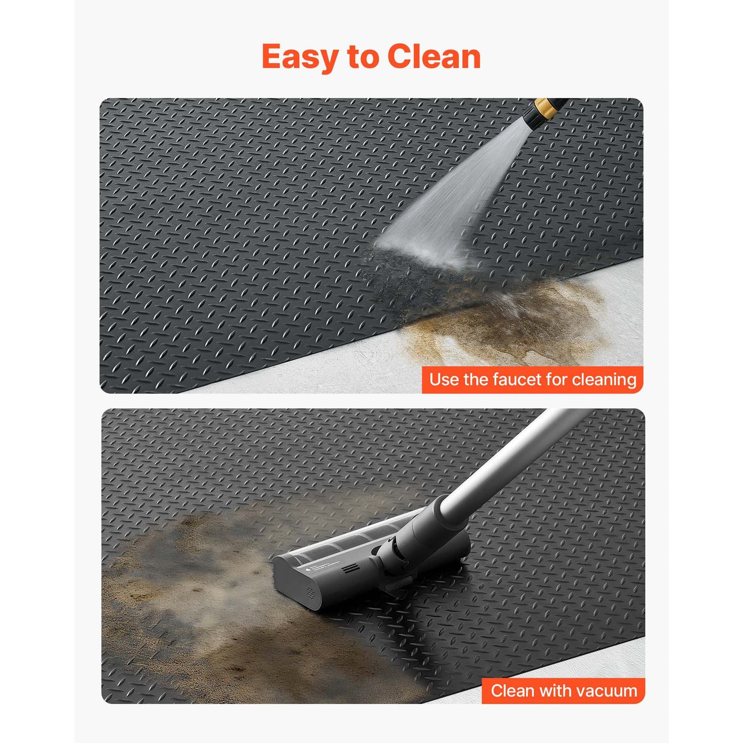 Garage Floor Roll, 4 x 25 ft Garage Flooring Mat, 3 mm Thickened Rubber Diamond Plate Floor Protector Mat, Non-Slip, Wear-resist, Waterproof, Easy to Clean for Warehouse, Gyms,Trailer, Black