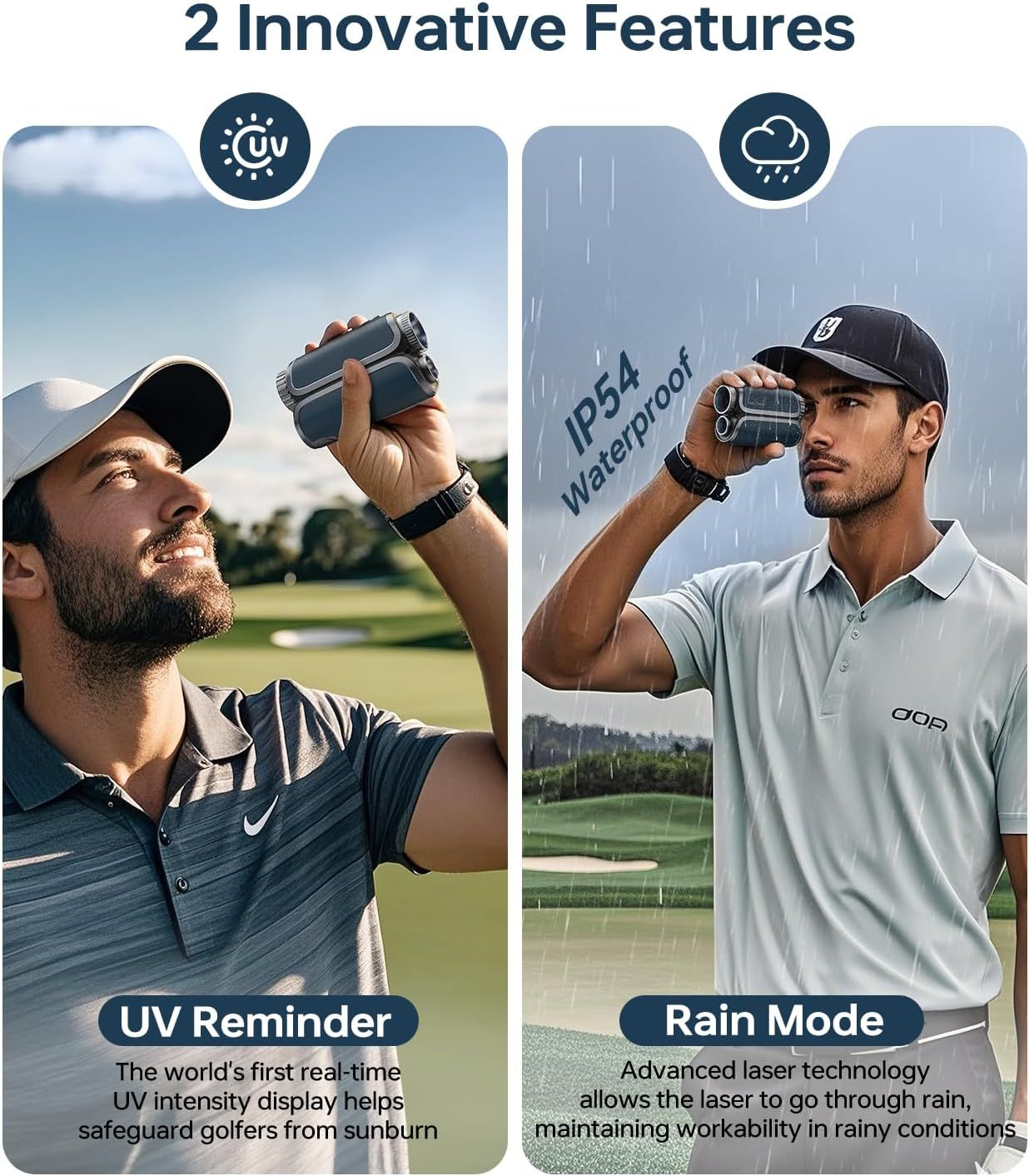 FastDeer Range Finder Golf S2,Premium Touchscreen & Automatic Brightness Adjustment High Precision Golf Rangefinder, Flag Lock Vibration,Golf Rangefinder with Slope,Triangulation,UV Reminder,Rain Mode
