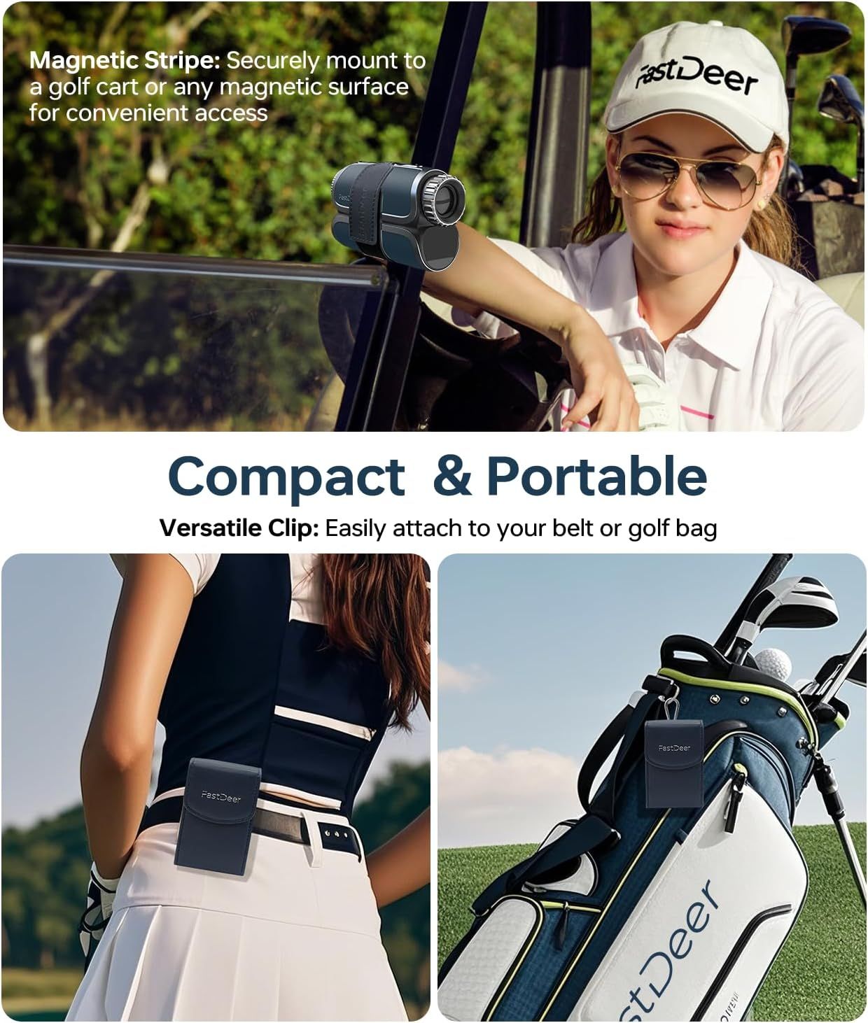 FastDeer Range Finder Golf S2,Premium Touchscreen & Automatic Brightness Adjustment High Precision Golf Rangefinder, Flag Lock Vibration,Golf Rangefinder with Slope,Triangulation,UV Reminder,Rain Mode