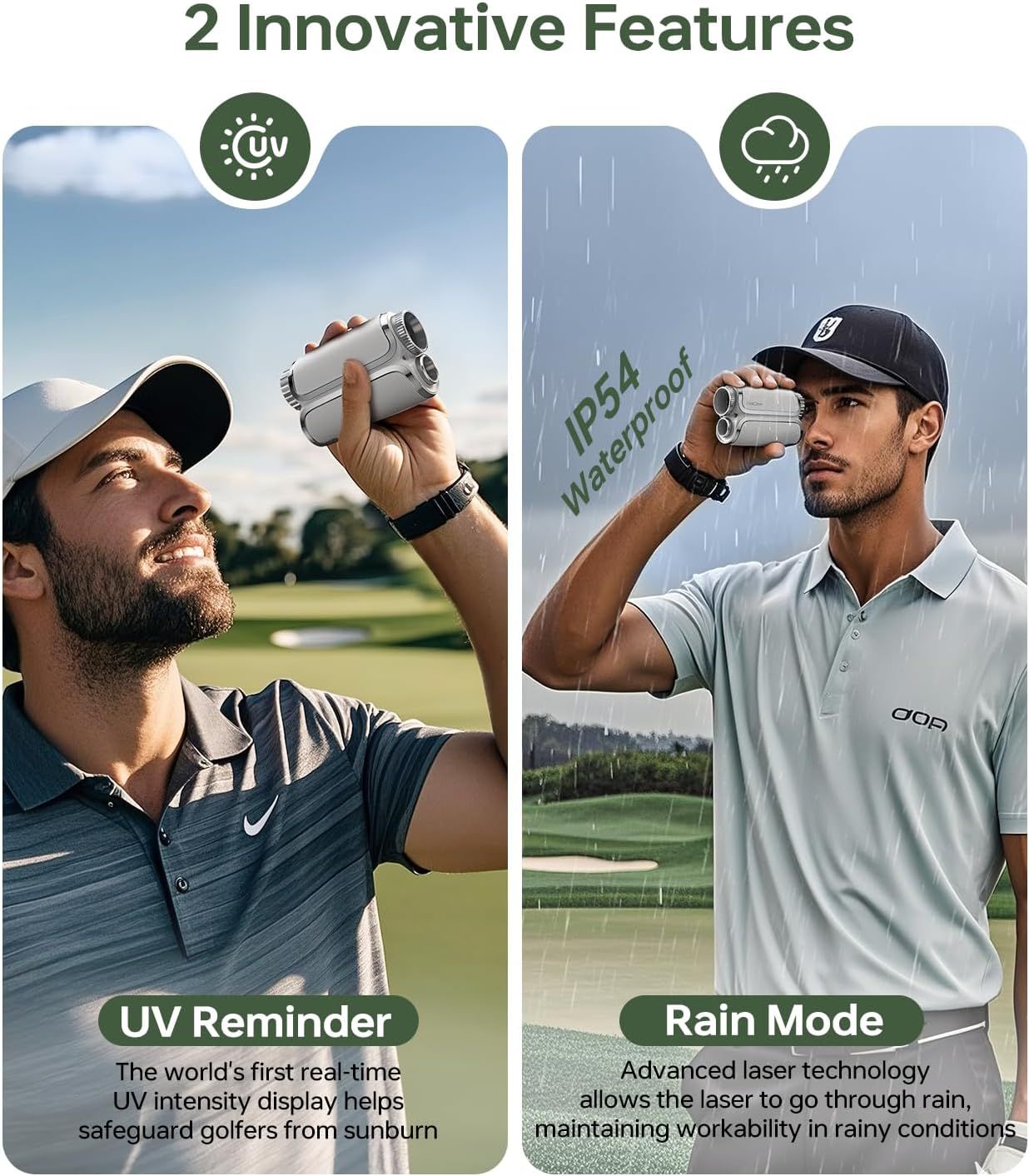 FastDeer Range Finder Golf S2,Premium Touchscreen & Automatic Brightness Adjustment High Precision Golf Rangefinder, Flag Lock Vibration,Golf Rangefinder with Slope,Triangulation,UV Reminder,Rain Mode