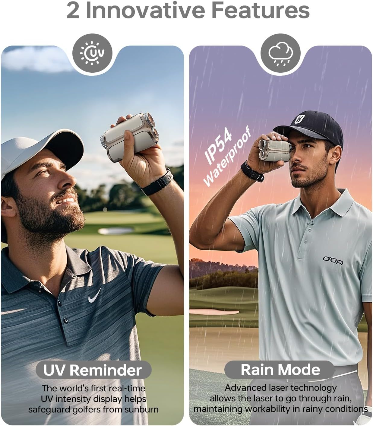 FastDeer Range Finder Golf S2,Premium Touchscreen & Automatic Brightness Adjustment High Precision Golf Rangefinder, Flag Lock Vibration,Golf Rangefinder with Slope,Triangulation,UV Reminder,Rain Mode