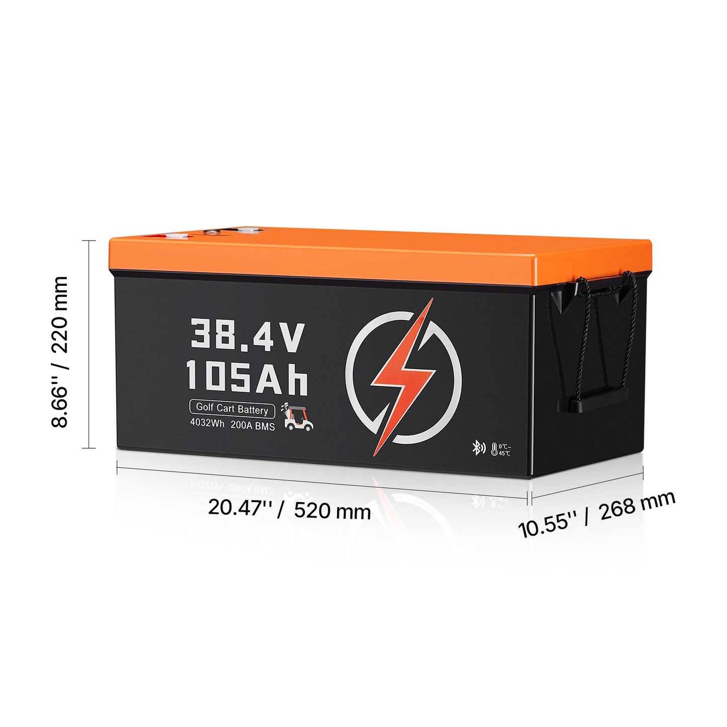 36V 105Ah Golf Cart Lithium Battery, 36 Volt Golf Cart Battery with 200A BMS, LCD Monitor and Mobile APP, LiFePO4 Battery with 600A Peak Current, ABS Shell and 4000+ Cycles, for Golf Carts