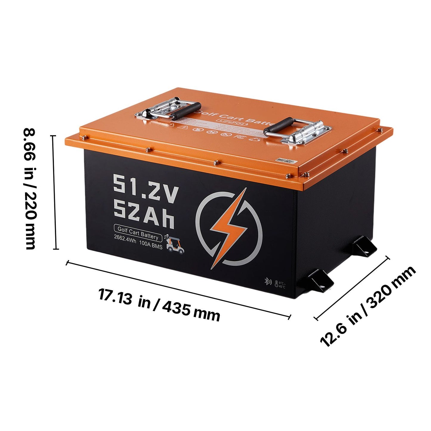 48V (51.2V) 52AH Lithium Golf Cart Battery, with 15A Charger, Lifepo4 Battery Kit, Built-in 100A BMS, with Bluetooth Mobile APP & Display Monitor, 4000 Cycles, for Golf Carts, Trolling Motors