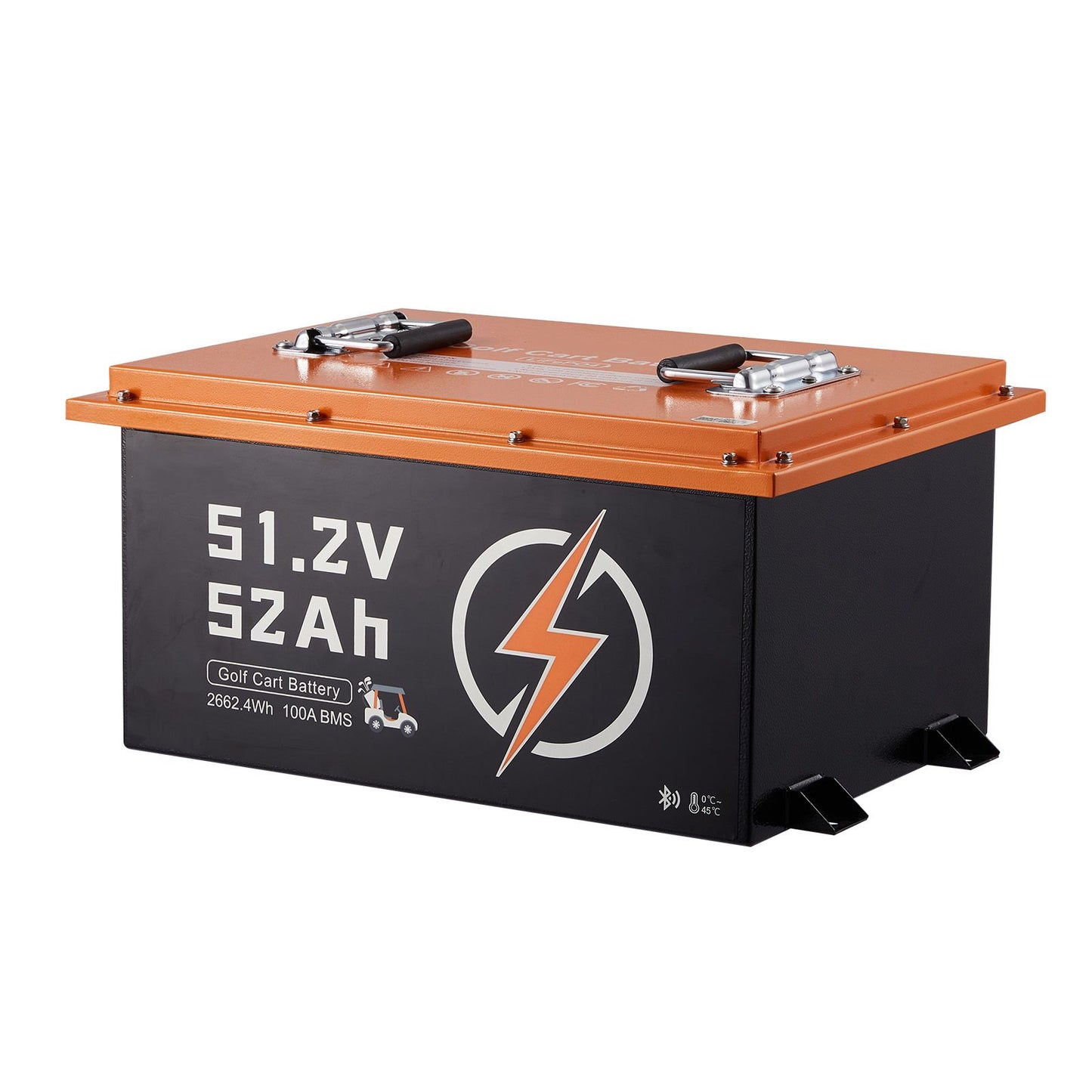48V (51.2V) 52AH Lithium Golf Cart Battery, with 15A Charger, Lifepo4 Battery Kit, Built-in 100A BMS, with Bluetooth Mobile APP & Display Monitor, 4000 Cycles, for Golf Carts, Trolling Motors