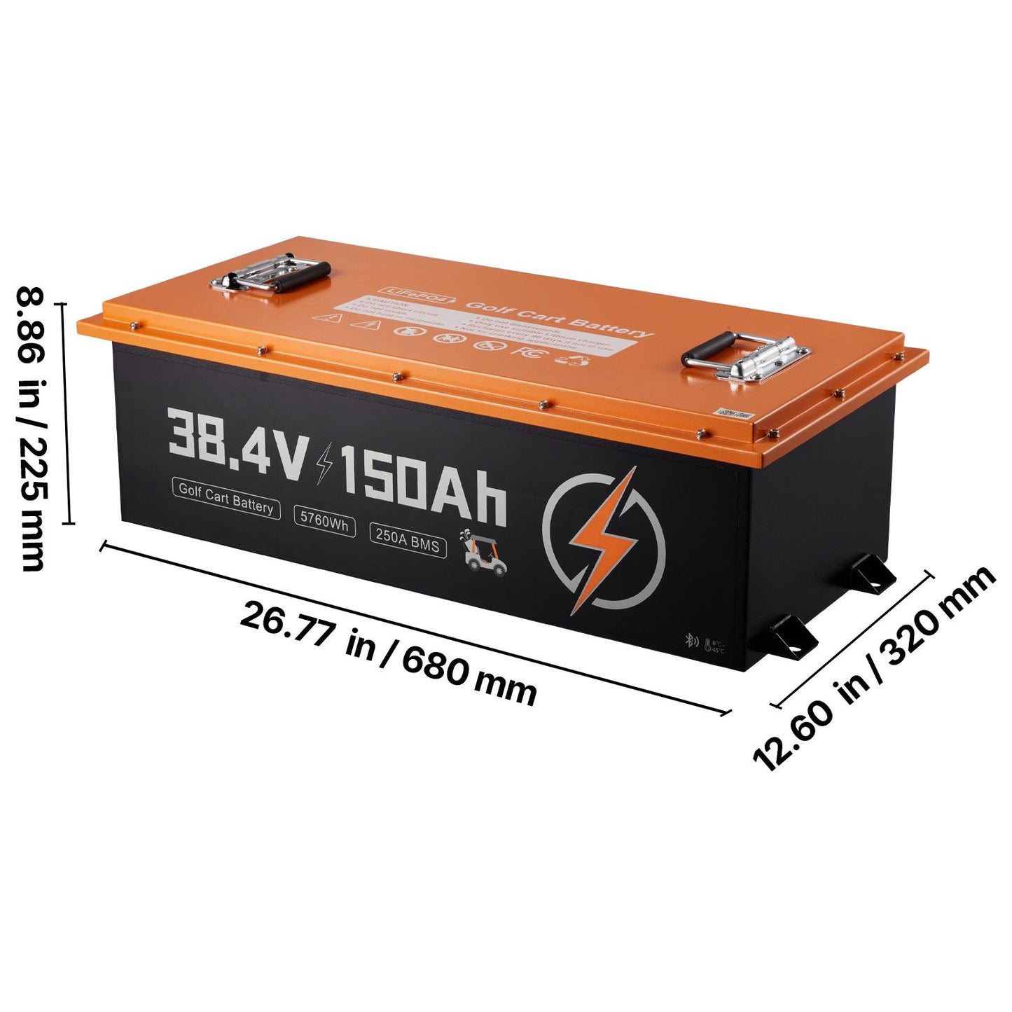 36V (38.4V) 150AH Lithium Golf Cart Battery, with 25A Charger, Lifepo4 Battery Kit, Built-in 250A BMS, with Bluetooth Mobile APP & Touch Monitor, 4000 Cycles, for Golf Carts, Trolling Motors