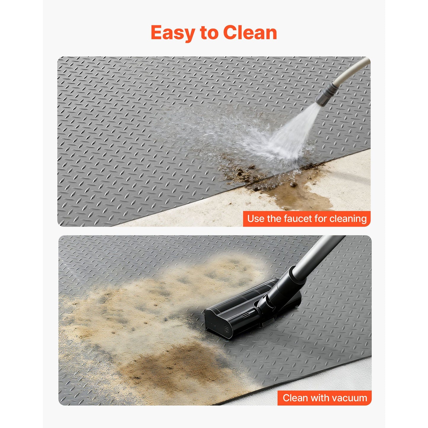 Garage Floor Roll, 7.5 x 20 ft Garage Flooring Mat, 2.2 mm Thickened PVC Diamond Plate Floor Protector Mat with Double-sided Tape, Non-Slip, Easy to Clean for Warehouse, Gyms,Silver Gray