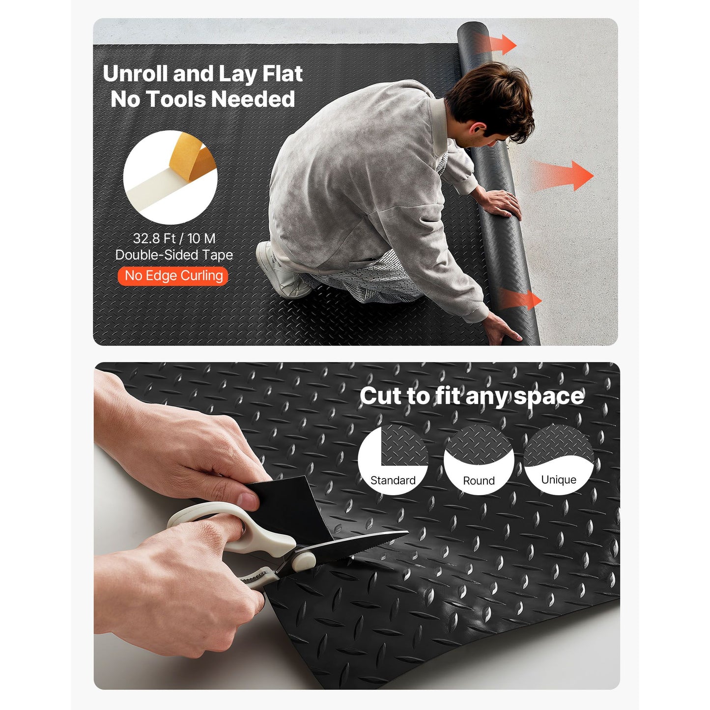Diamond Plate Floor Protector Mat for Garages -Non-Slip, Easy to Clean