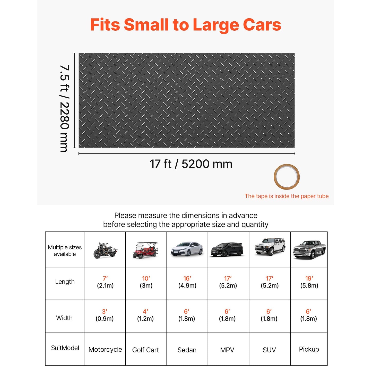 Diamond Plate Floor Protector Mat for Garages -Non-Slip, Easy to Clean