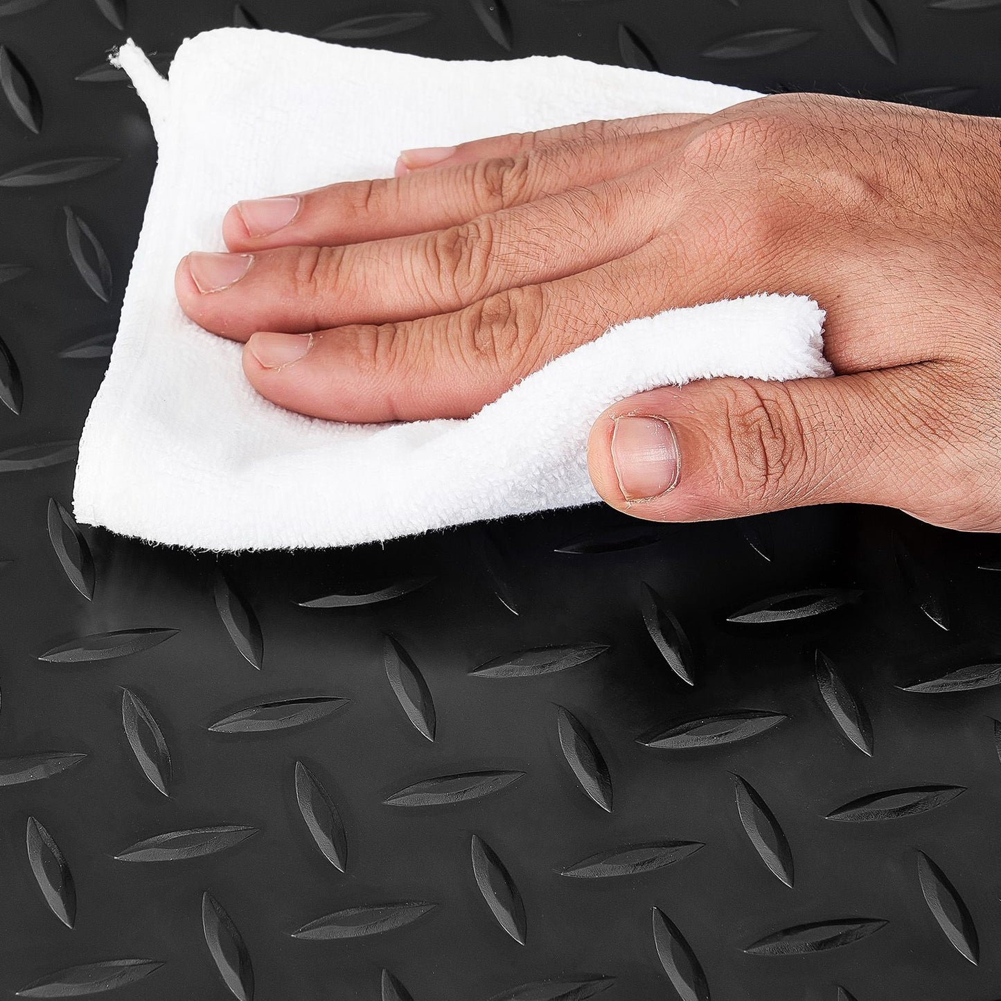 Diamond Plate Floor Protector Mat for Garages -Non-Slip, Easy to Clean
