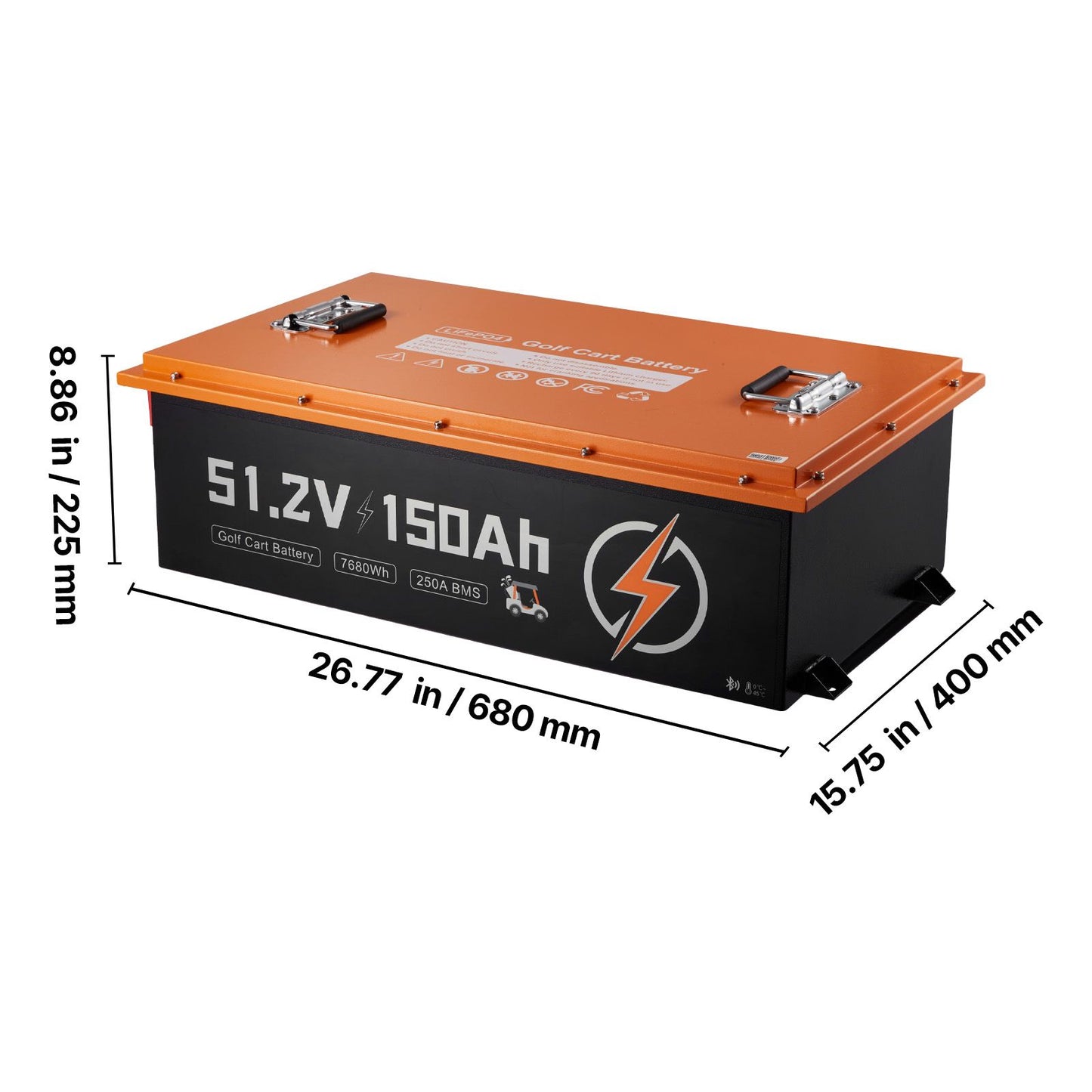 48V (51.2V) 150AH Lithium Golf Cart Battery, with 20A Charger, Lifepo4 Battery Kit, Built-in 250A BMS, with Bluetooth & Touch Monitor, 2C Discharge, 4000 Cycles, for Golf Carts, Trolling Motors