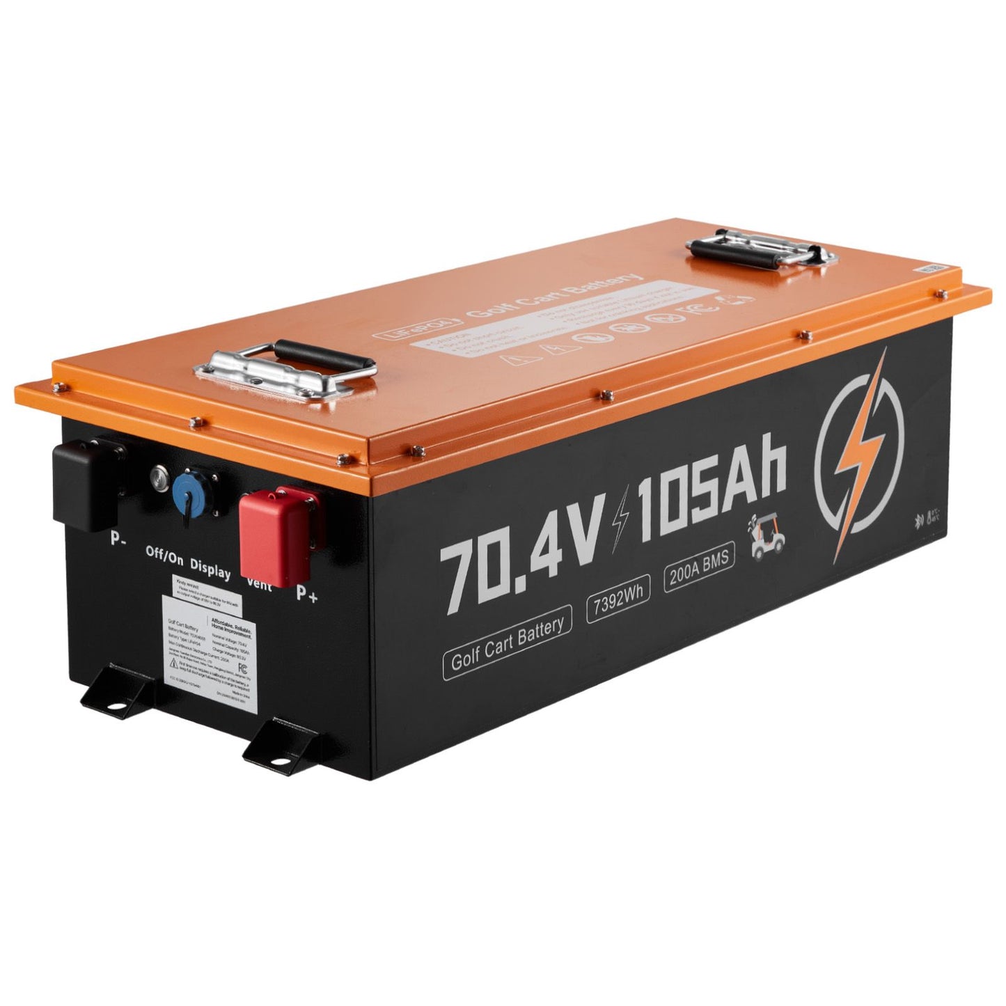 72V (70.4V) 105AH Lithium Golf Cart Battery, with 15A Charger, Lifepo4 Battery Kit, Built-in 200A BMS, with Bluetooth & Touch Monitor, 2C Discharge, 4000 Cycles, for Golf Carts, Trolling Motors