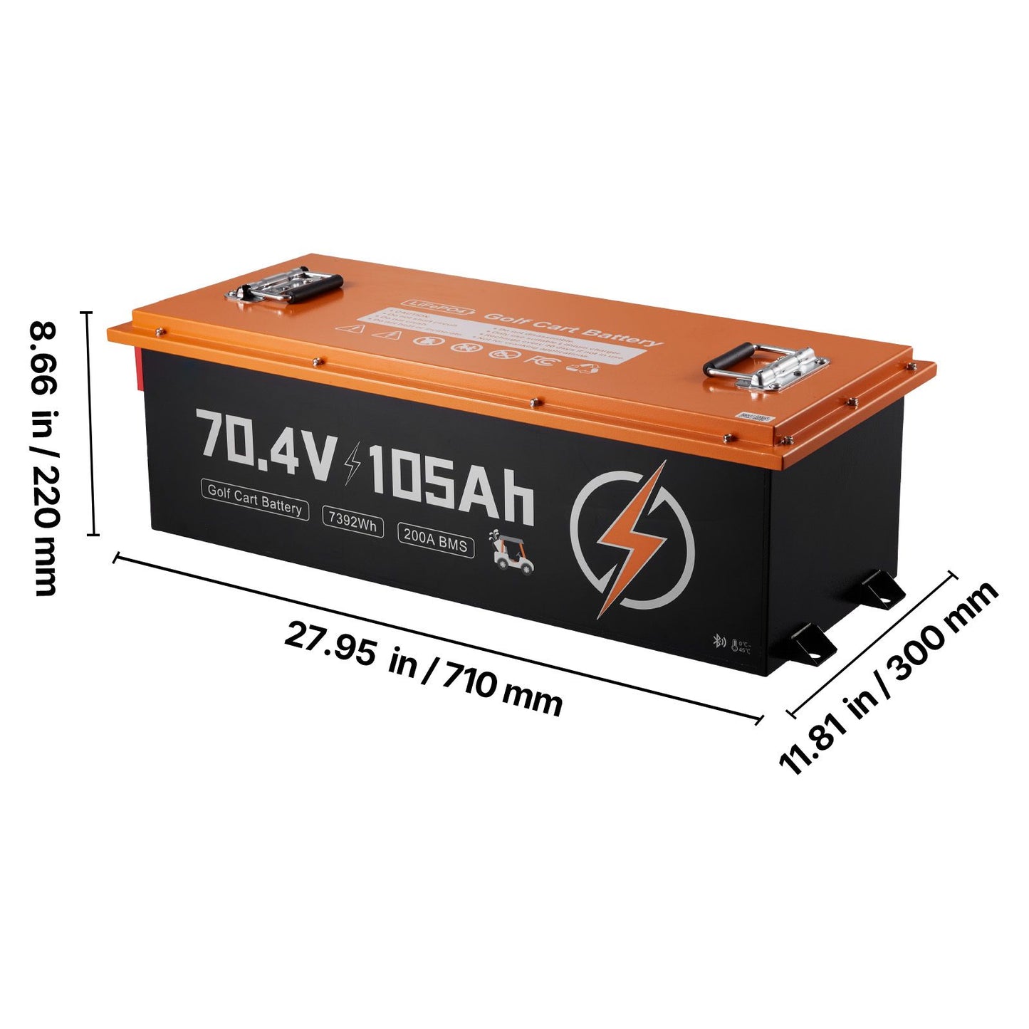 72V (70.4V) 105AH Lithium Golf Cart Battery, with 15A Charger, Lifepo4 Battery Kit, Built-in 200A BMS, with Bluetooth & Touch Monitor, 2C Discharge, 4000 Cycles, for Golf Carts, Trolling Motors