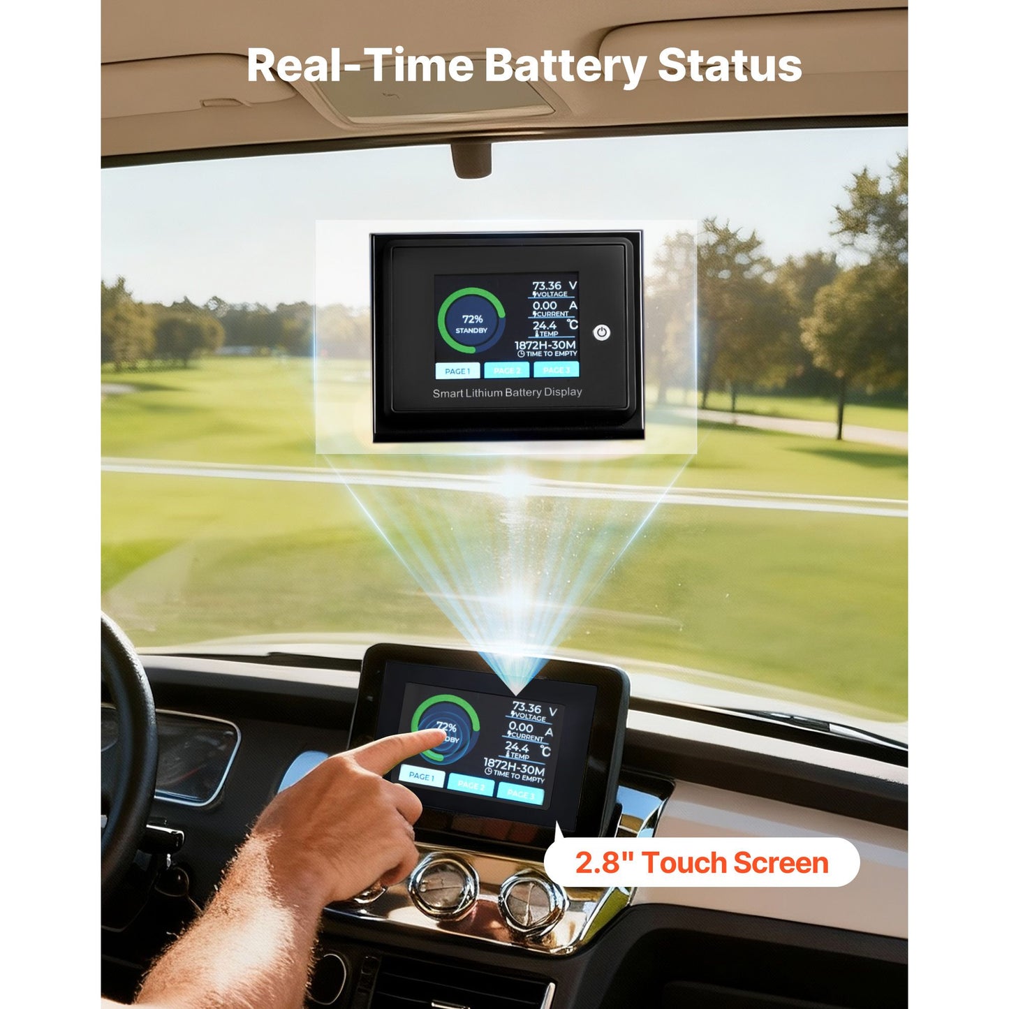 72V (70.4V) 105AH Lithium Golf Cart Battery, with 15A Charger, Lifepo4 Battery Kit, Built-in 200A BMS, with Bluetooth & Touch Monitor, 2C Discharge, 4000 Cycles, for Golf Carts, Trolling Motors