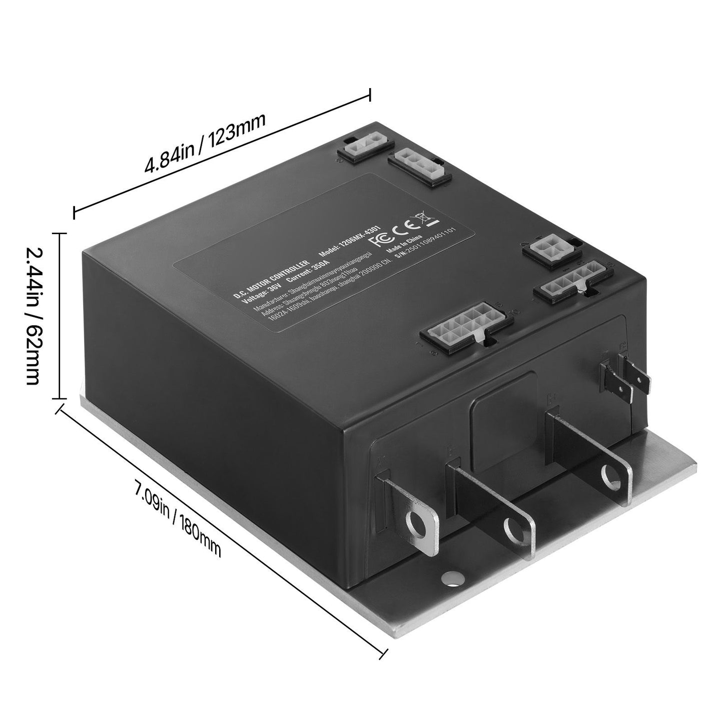Golf Cart Speed Controller, 36V 350A, DC Motor Controller Replacement for 2000-2009 EZGO TXT Golf Carts, IP65 Rated Protection, Aluminum Alloy & ABS Housing, Compatible with 1206MX-4301 Models