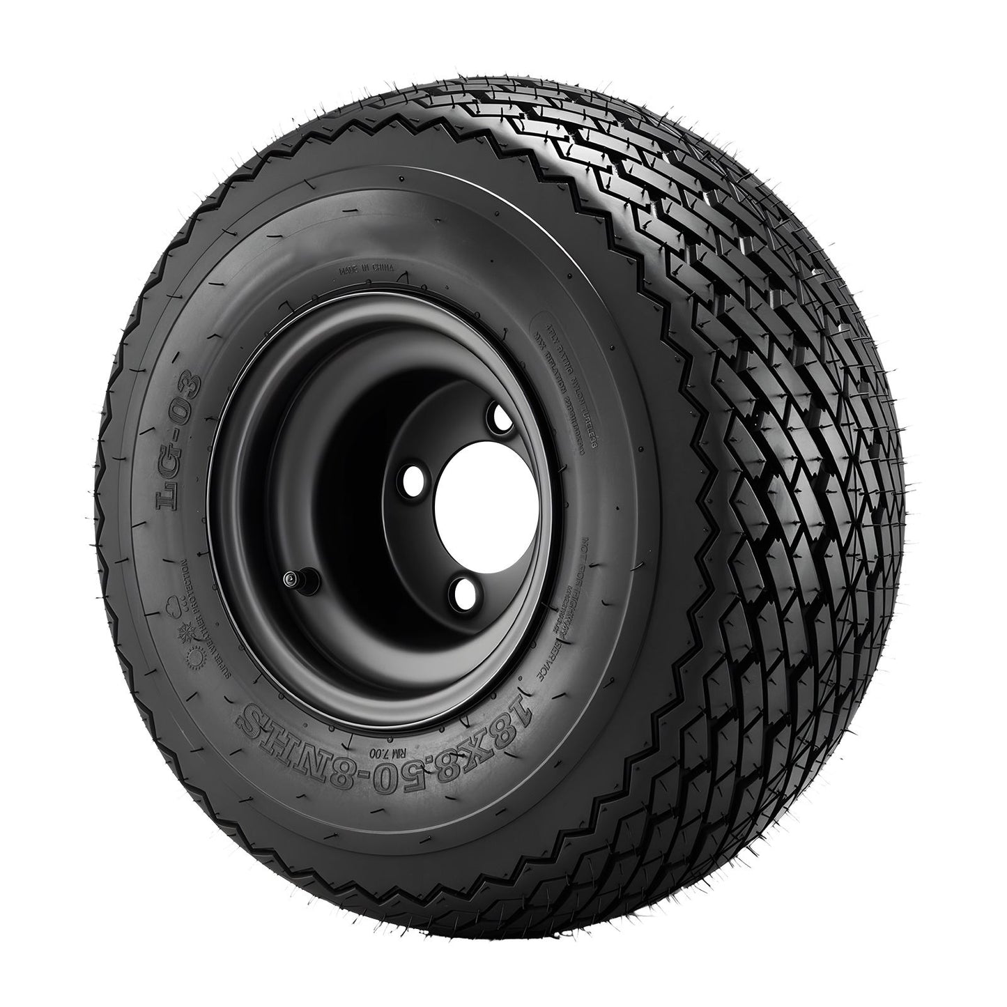 Golf Cart Wheels, 8" 18x8.50-8 Black Steel Golf Cart Tires and Wheels Combo (Set of 4) Fit Club Car, EZGO, Yamaha, 4 Ply Rubber 4-Lug Lawn Mower Tires & Rims Assembly, 800 lbs Load, All-Terrain
