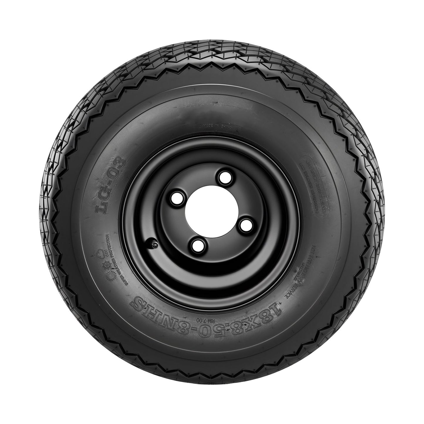Golf Cart Wheels, 8" 18x8.50-8 Black Steel Golf Cart Tires and Wheels Combo (Set of 4) Fit Club Car, EZGO, Yamaha, 4 Ply Rubber 4-Lug Lawn Mower Tires & Rims Assembly, 800 lbs Load, All-Terrain