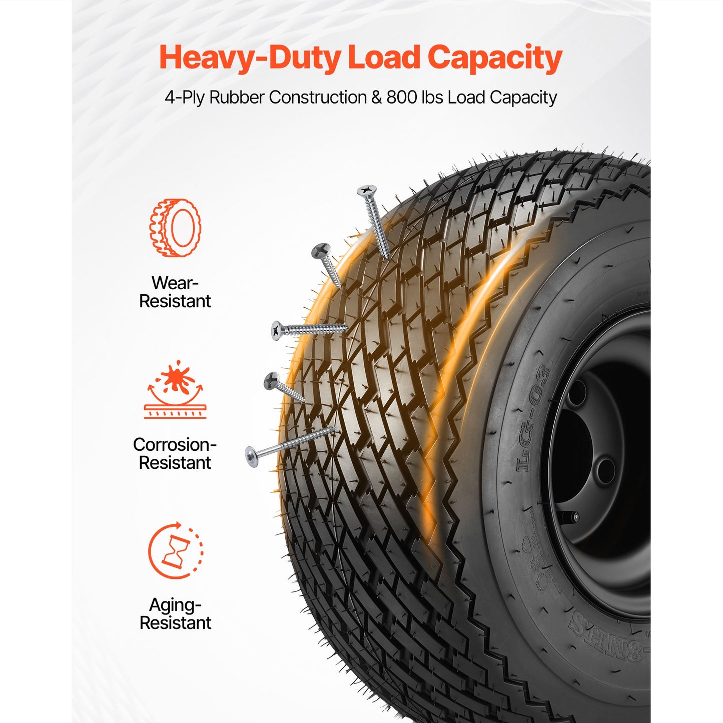 Golf Cart Wheels, 8" 18x8.50-8 Black Steel Golf Cart Tires and Wheels Combo (Set of 4) Fit Club Car, EZGO, Yamaha, 4 Ply Rubber 4-Lug Lawn Mower Tires & Rims Assembly, 800 lbs Load, All-Terrain