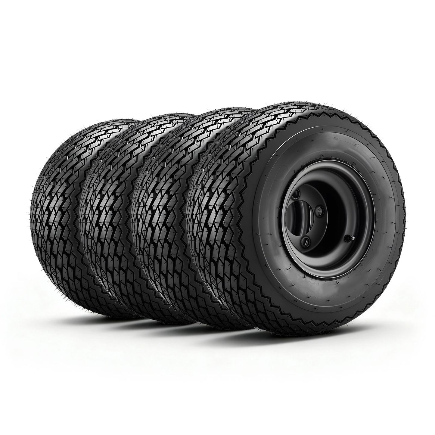 Golf Cart Wheels, 8" 18x8.50-8 Black Steel Golf Cart Tires and Wheels Combo (Set of 4) Fit Club Car, EZGO, Yamaha, 4 Ply Rubber 4-Lug Lawn Mower Tires & Rims Assembly, 800 lbs Load, All-Terrain