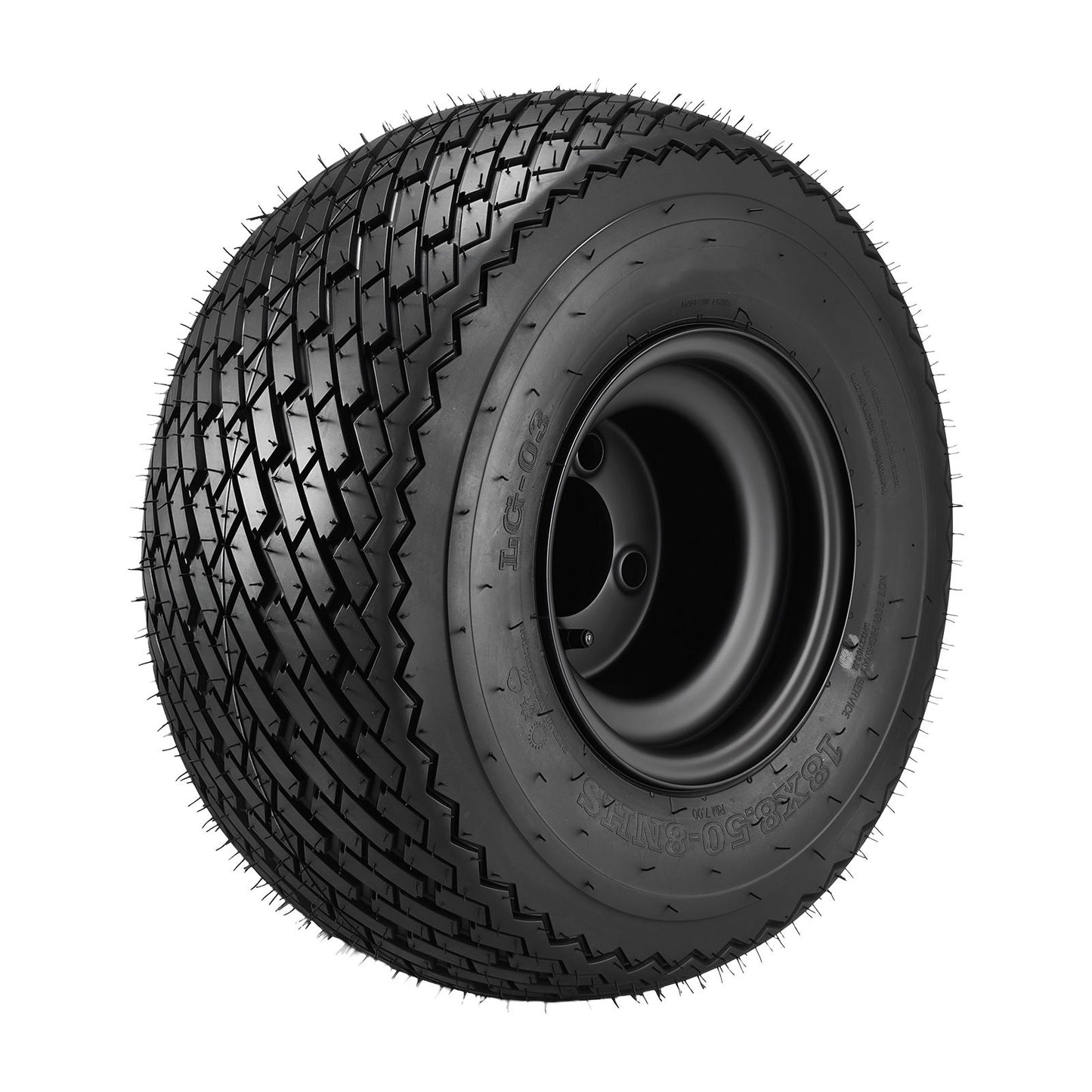 Golf Cart Wheels, 8" 18x8.50-8 Black Steel Golf Cart Tires and Wheels Combo (Set of 4) Fit Club Car, EZGO, Yamaha, 4 Ply Rubber 4-Lug Lawn Mower Tires & Rims Assembly, 800 lbs Load, All-Terrain
