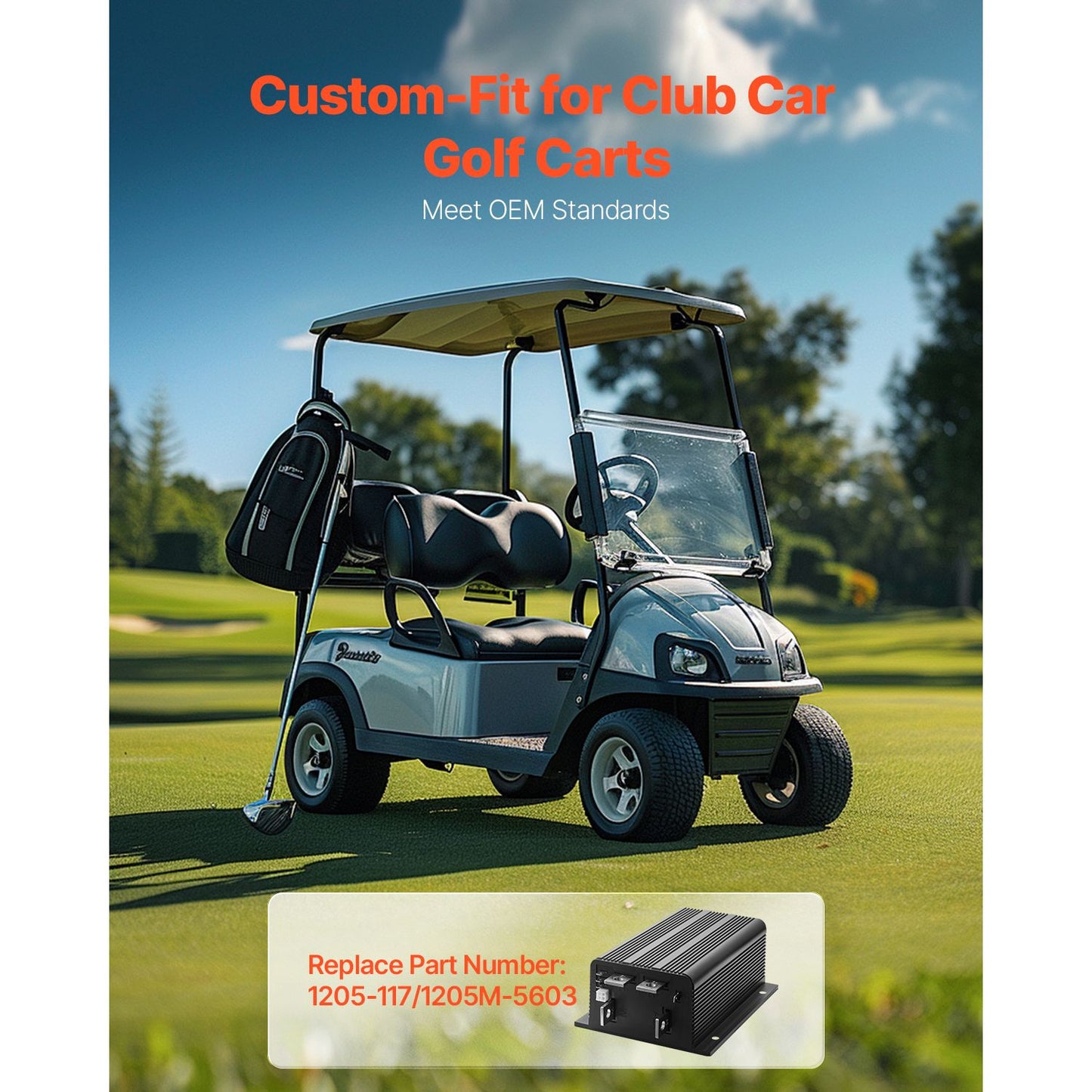 Golf Cart Speed Controller, 36V & 500A, DC Motor Controller Replacement for Club Car Golf Carts, IP65 Rated Protection, Aluminum Alloy & ABS Housing, Compatible with 1205-117/1205M-5603 Models