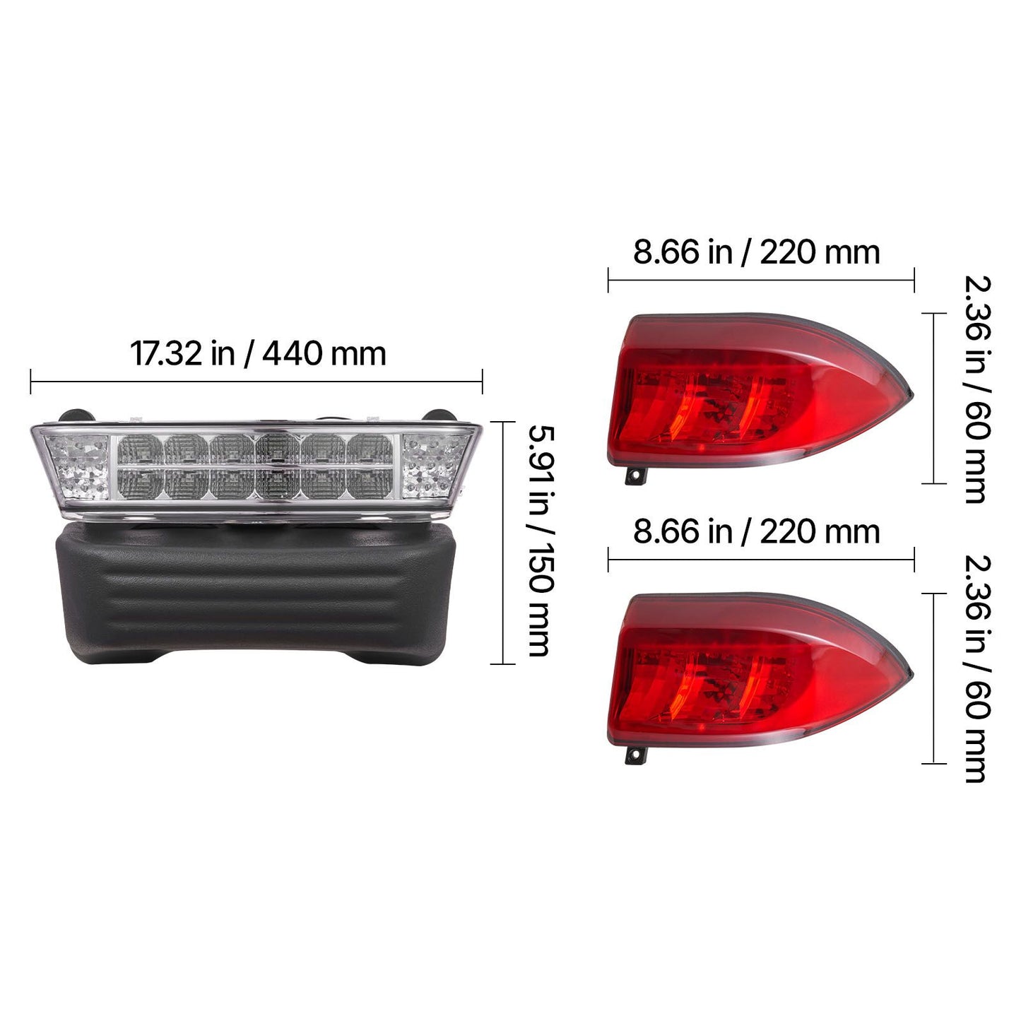 Golf Cart Light Kit, 12V, Street Legal LED Headlight and Taillight Kit with Wiring Harness, Turn Signals, Hazard Light, Switch Horn, Brake Pad, ABS Housing, for Club Car Precedent 2004-2008
