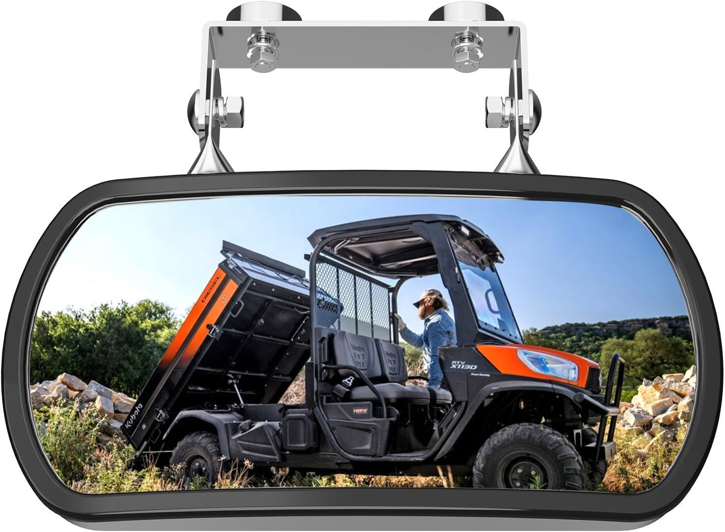 Magnetic Tractor Mirror, Rearview and Side Mirrors for Tractors, Forklifts, Golf Cart, Fit for John Deere, Kubota, Convex Mirror with U-Bracket, Screw-on or Magnets Installation,no Vibration